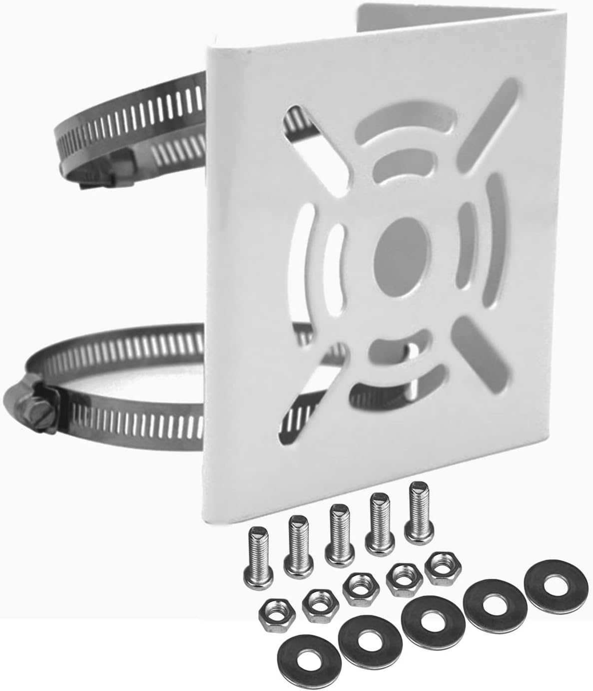 Universal Vertical Pole Mount for Security Camera, Solid Metal Bracket with Loops, Suitable for CCTV Cameras(Small Size)