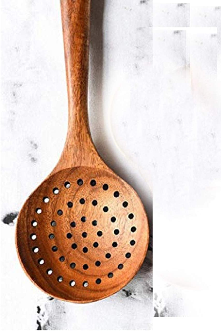 Large Wooden Spoon - Strainer Spoon - 11-inch Big for Brewing, Grill, Stirring - Solid Natural Hard Wood Long Spatula
