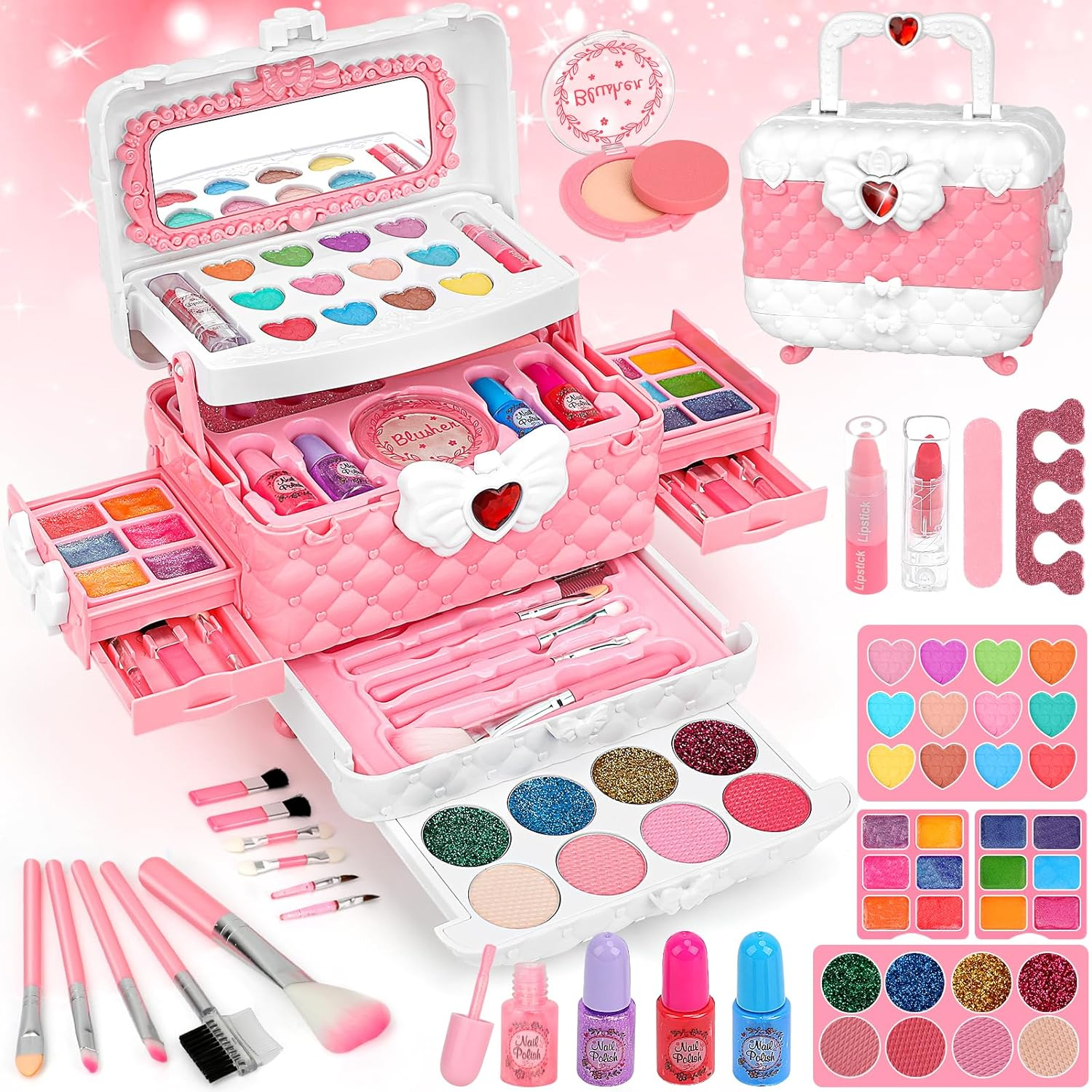 Kids Makeup Kit Girl Toys for Gifts, Teensymic Toys for Girls Real Washable Mak