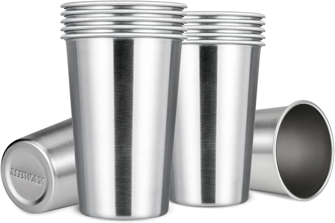 Premium Stainless Steel Cups 16 Oz Pint Cup Tumbler (12 Pack) - Premium Metal Cups - Stackable Durable Cup，Chilling Beer Glasses, for , Outdoor, Camping, Everyday