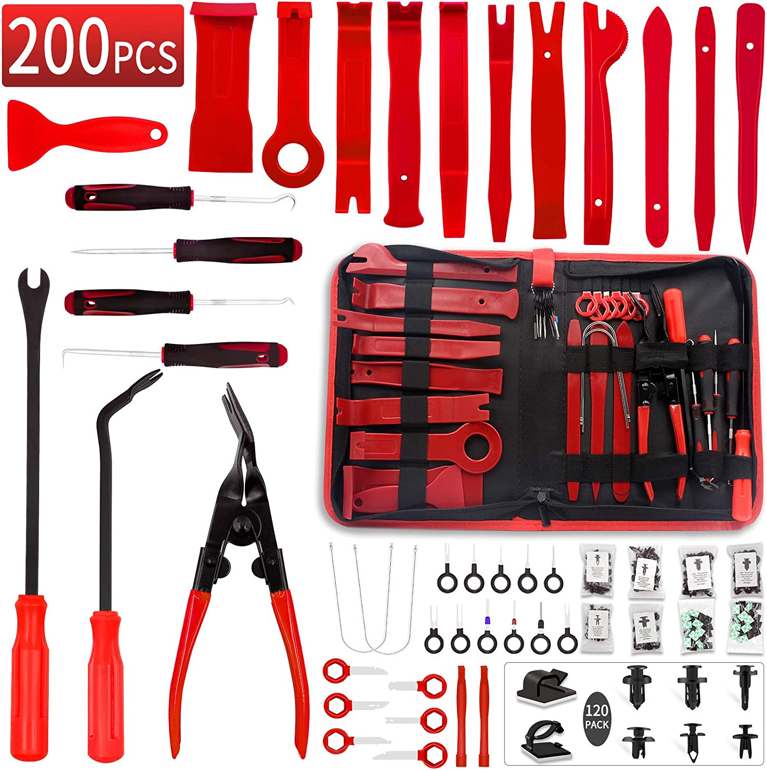 Trim Removal Tool, 200PCS Trim Tool Auto Removal Kit, Plastic Panel Fastener Removal Tool, Trim Removal Kit for Car/Trim/Panel/Door/Audio/Auto Clip Pliers/Terminal Removal Tool Kit