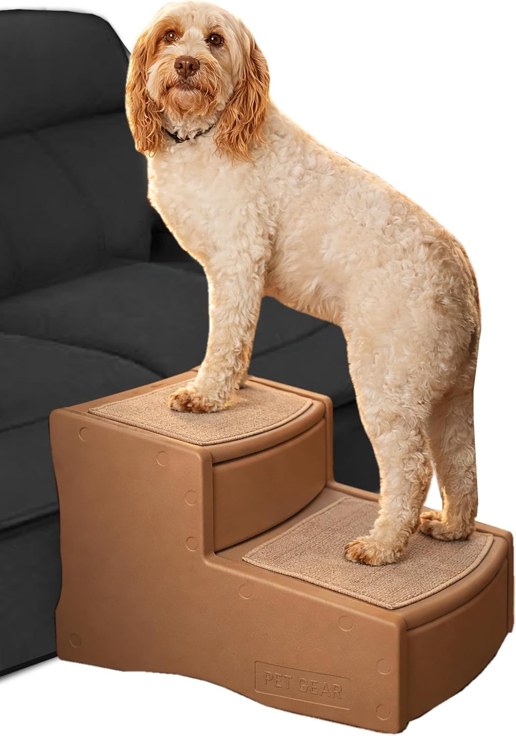 Extra Wide Pet Stairs for Dogs/Cats - 2 Steps, 200 lbs Capacity, Easy Assembly