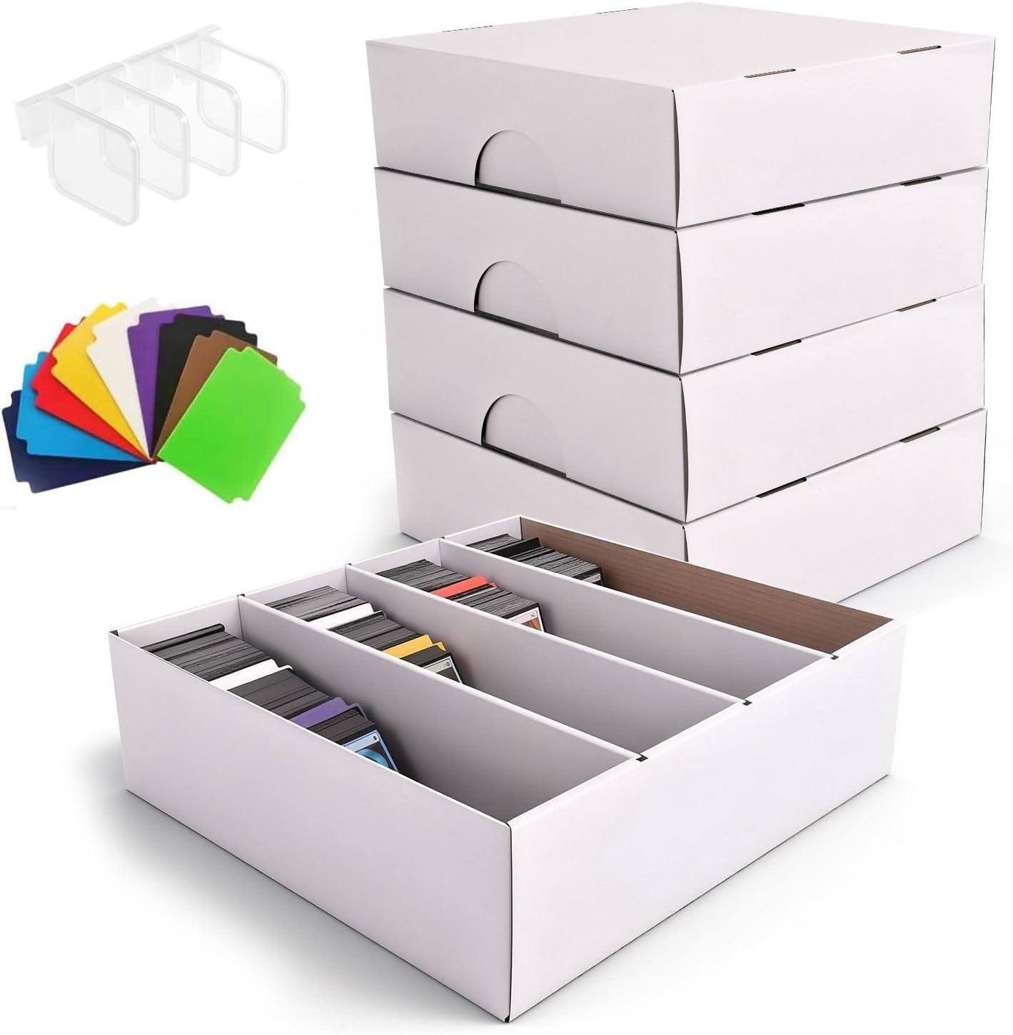 CHAIARRY 4-Pack Sports Card Storage Boxes 3200 Count, Cardboard Trading Card, Large Capacity Card Cases for Baseball Cards, Sports Cards, TCG, MTG & All Trading Card Games