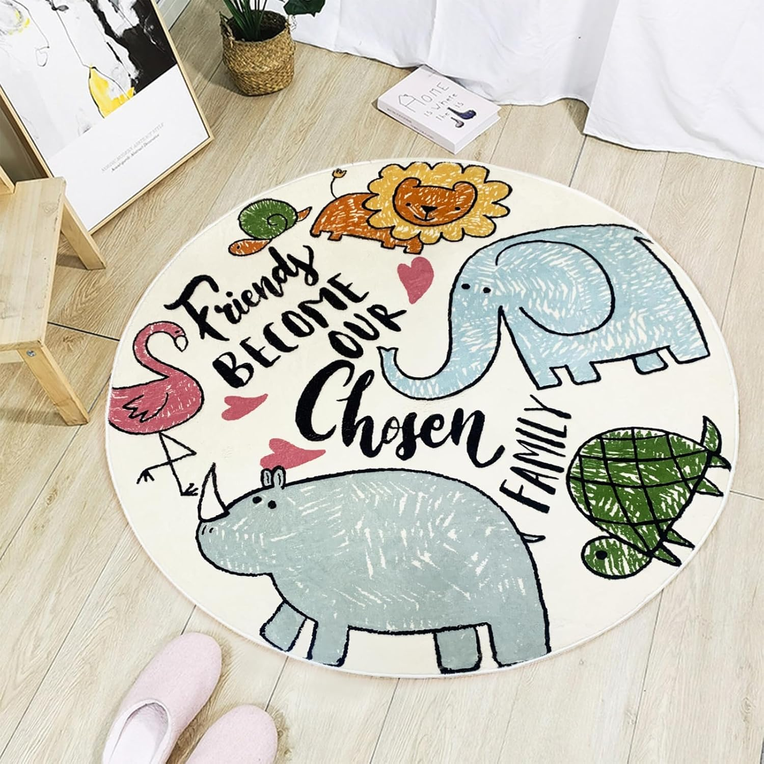 Homodoskey Kids Play Rug, Animal Round Area Rug Kids Nursery Door Mat Soft Pl... - Picture 9 of 13