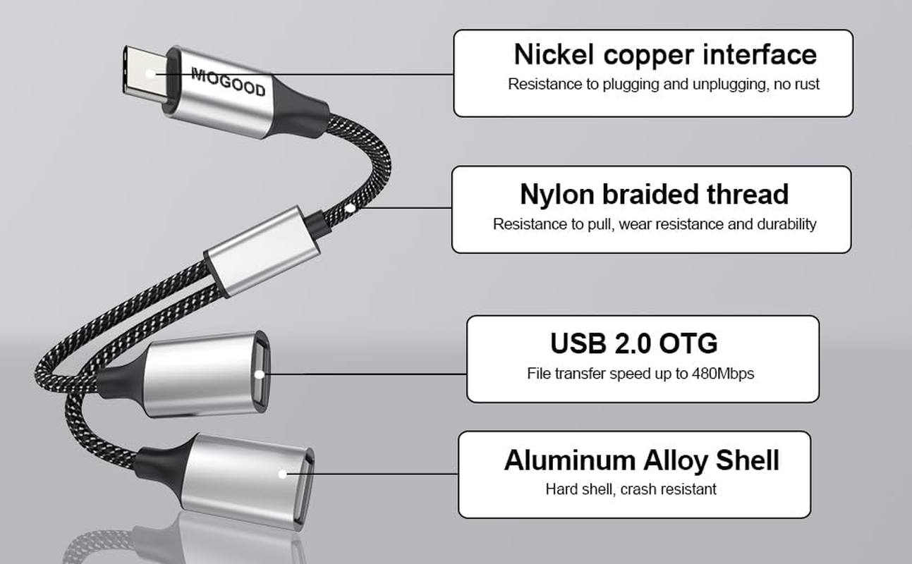 USB C to Dual USB Female Adapter Type C to Dual USB Splitter USB c to Double ... - Picture 7 of 15