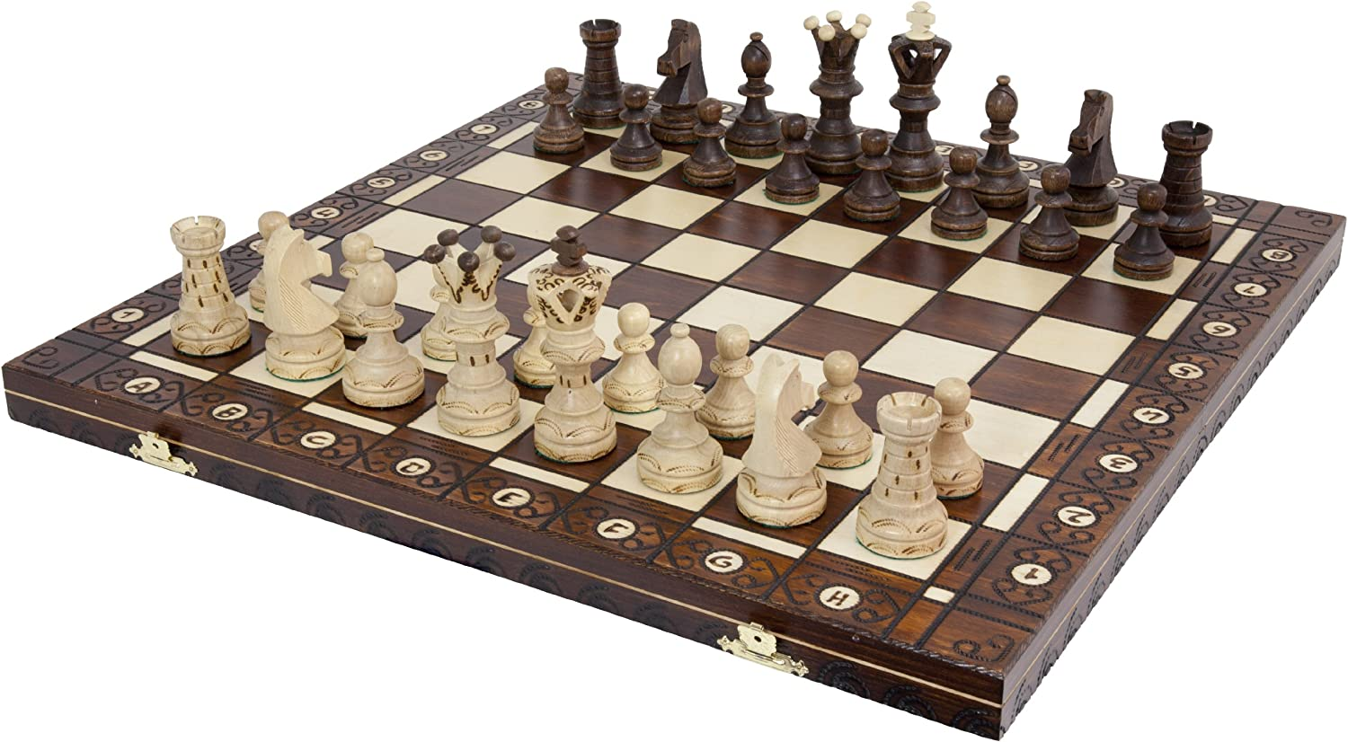 Ambassador European Wooden Chess Set Hand Carved Strategy Board Game Sports