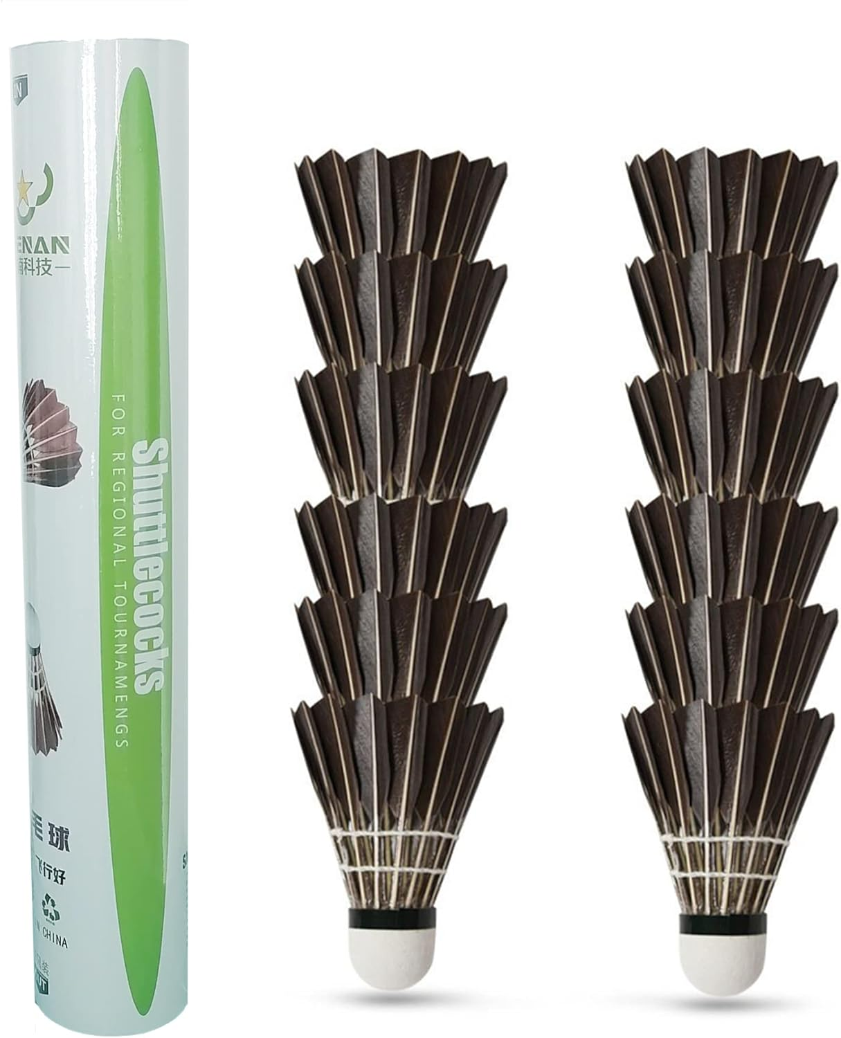 12-Pack Feather Badminton Shuttlecocks with Great Stability and Durability,Shuttlecock Indoor Outdoor Sports Hight Speed Training Badminton Birdie Balls