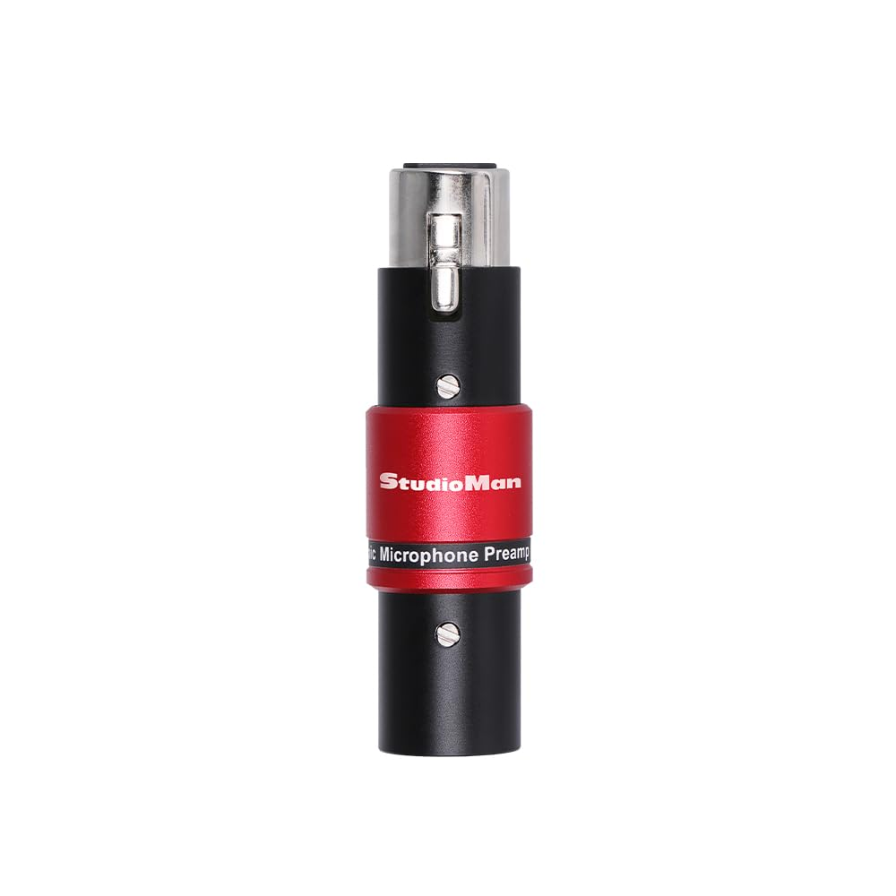 DPM1 XLR Dynamic Microphones Preamp, 29Db Gain & Low-Noise Signal Boost, Plug-And-Play Metal Adapter,48V Phantom Power Required（Not Included,Only for Dynamic Mics-For Studio/Stage