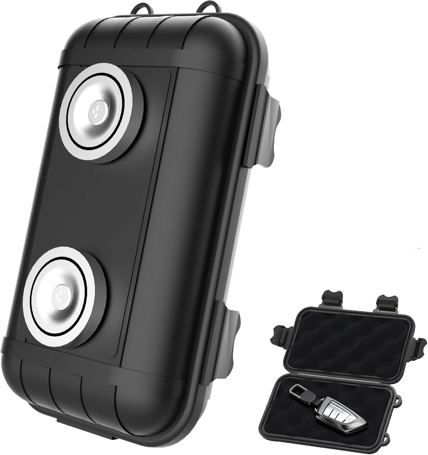 Magnetic Key Box Magnetic Key Holder under Car Hide a Key Magnetic Car Waterproof Key Holder Hider Key Case for outside Travel, Hide a Key Box for Cars, SUV, Truck - Black, 1 Pack