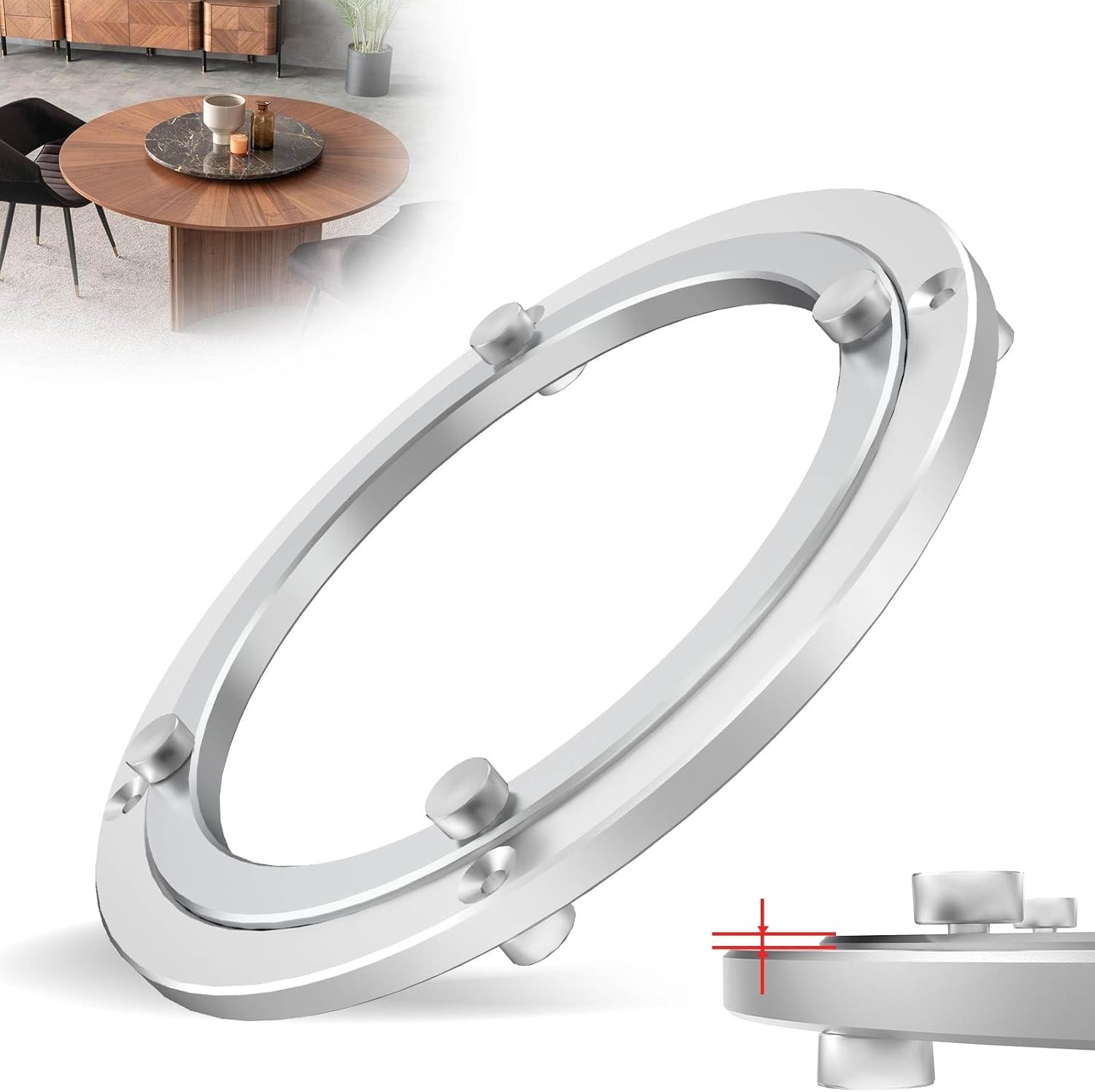 Lazy Susan Hardware,8 Inch Heavy Duty Lazy Susan Bearing Kit,Rotating Serving Turntable for Aluminium Alloy Turntable Bearing,Swivel Base Hardware for Dining Table,Diy,Display Stand,Workbench