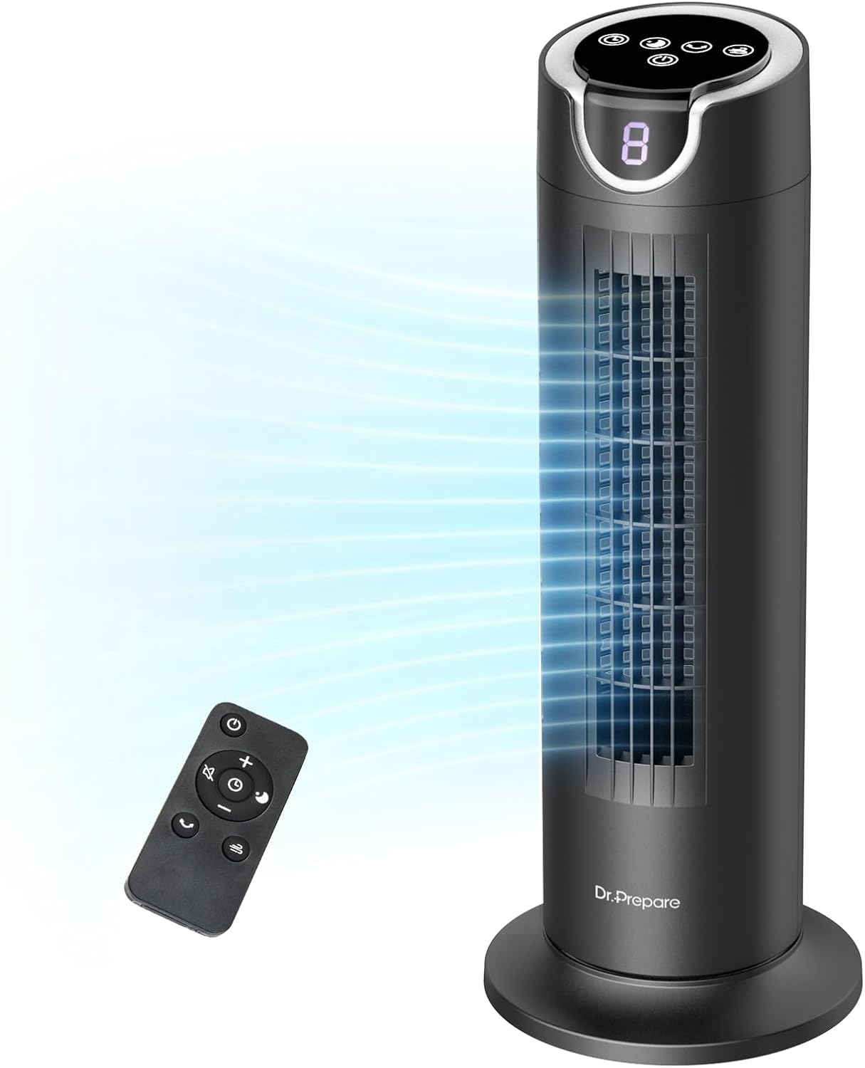 Ventilador torre 25dB aspas con control remoto 8 velocidades 18H temporizador