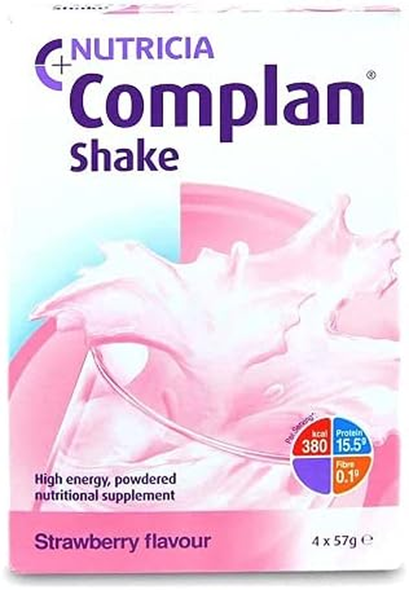 Complan Shake Strawberry Flavour, 4 x 57 g Sachets Pack of 1
