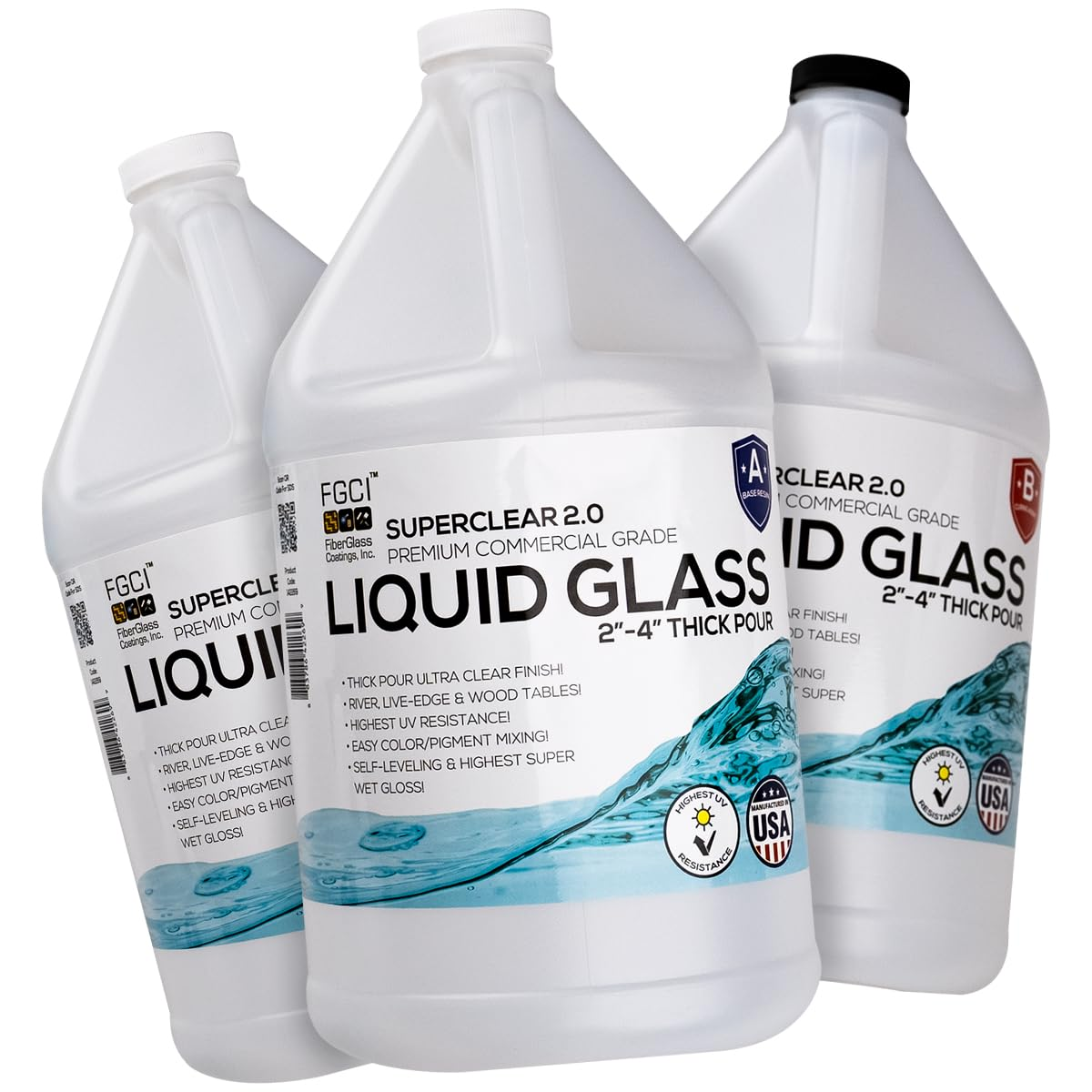 Deep Pour Epoxy Resin Liquid Glass 3 GL Kit, 2-4 Inch Super Clear Amazing Flow Casting Resin Kit, High Temp Heat UV Resistant Food Safe Epoxy, Bubble Free Low Viscosity Cast & Coat Stone Wood Metal