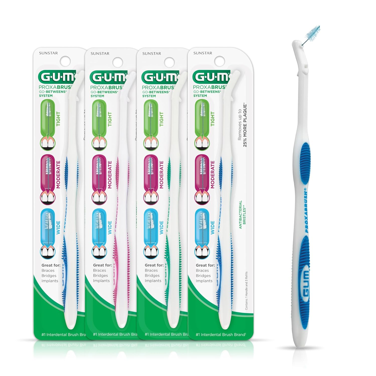 4pc Proxabrush Permanent Handle Refills Floss Picks for TeethBracesand Implant