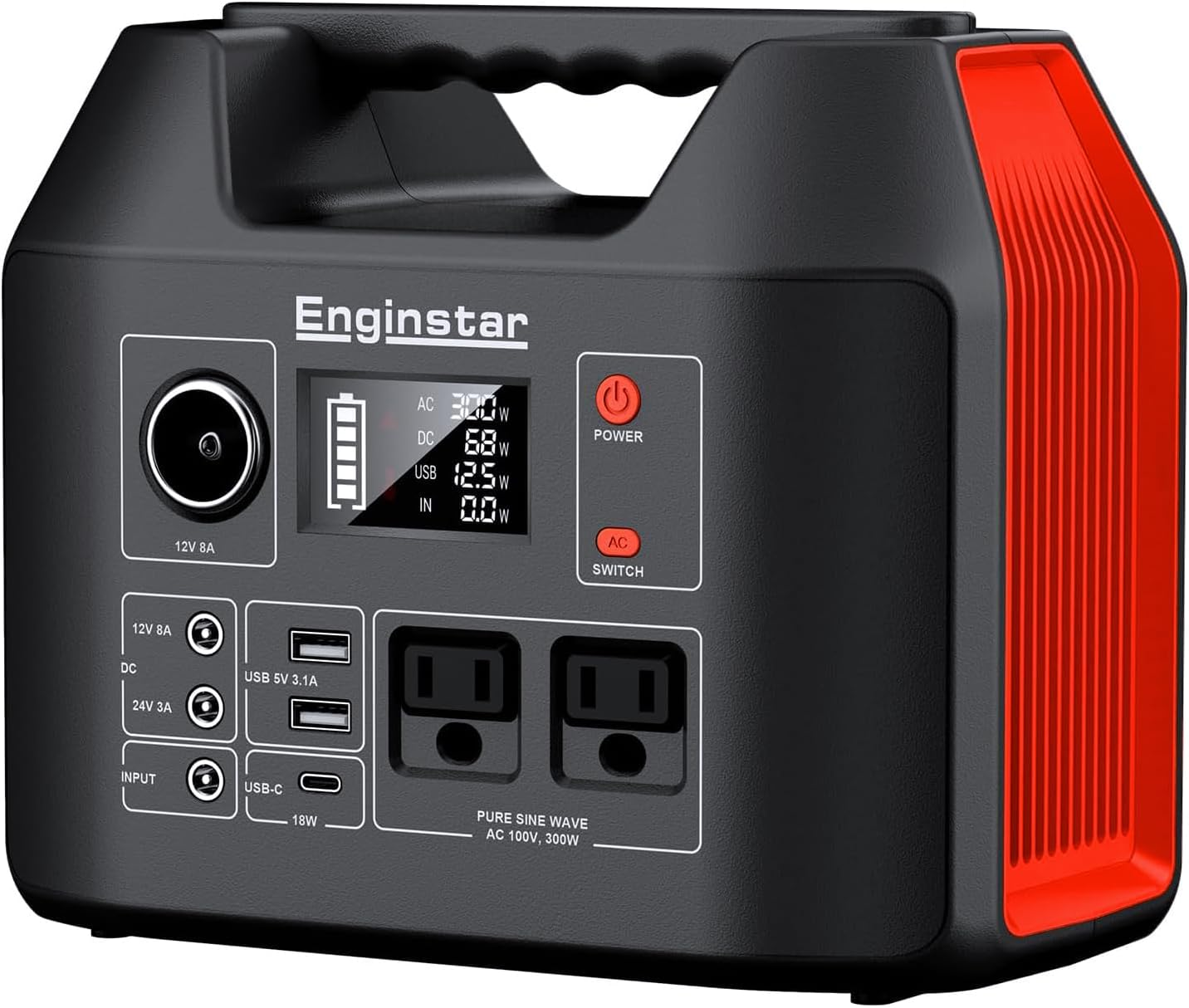 300W 296Wh Battery Bank with 110V Pure Sine Wave AC Outlet for Outdoors Camping Hunting and Emergency, 80000Mah Backup Battery Power Supply for CPAP