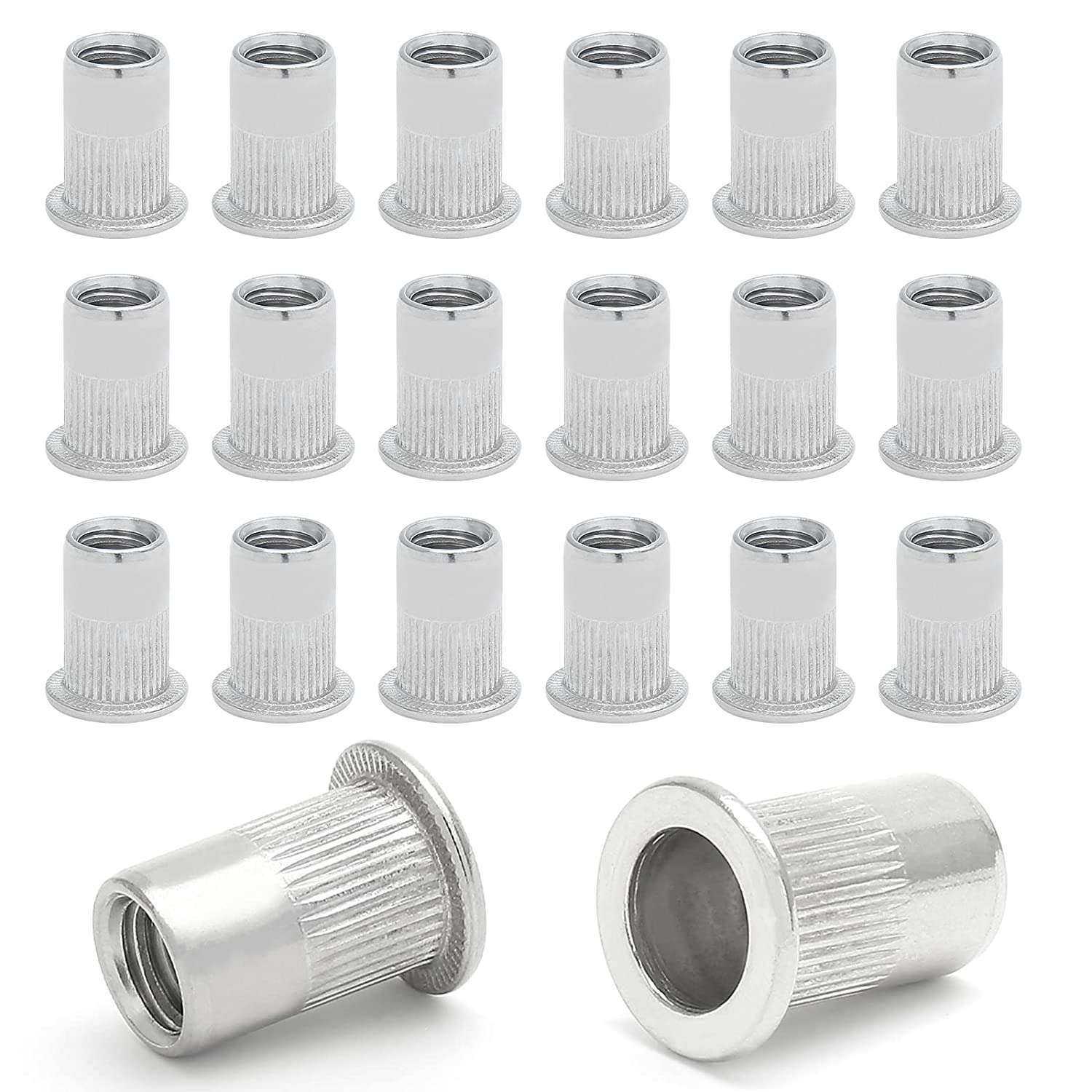 50PCS M6 Stainless Steel Threaded Insert Rivet Nut M6-1.0mm Rivnuts Flat Hea
