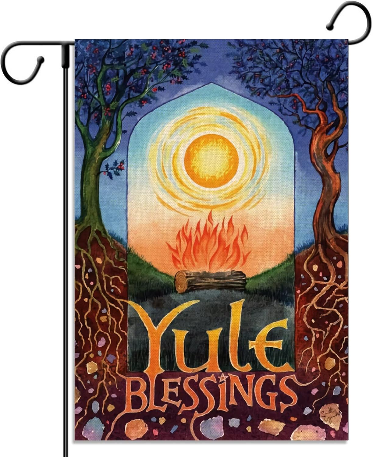 Yule Blessings Garden Flag Winter Solstice Pagan Christmas Party Decoration Vertical Double Side Lawn Yard Outdoor Decor