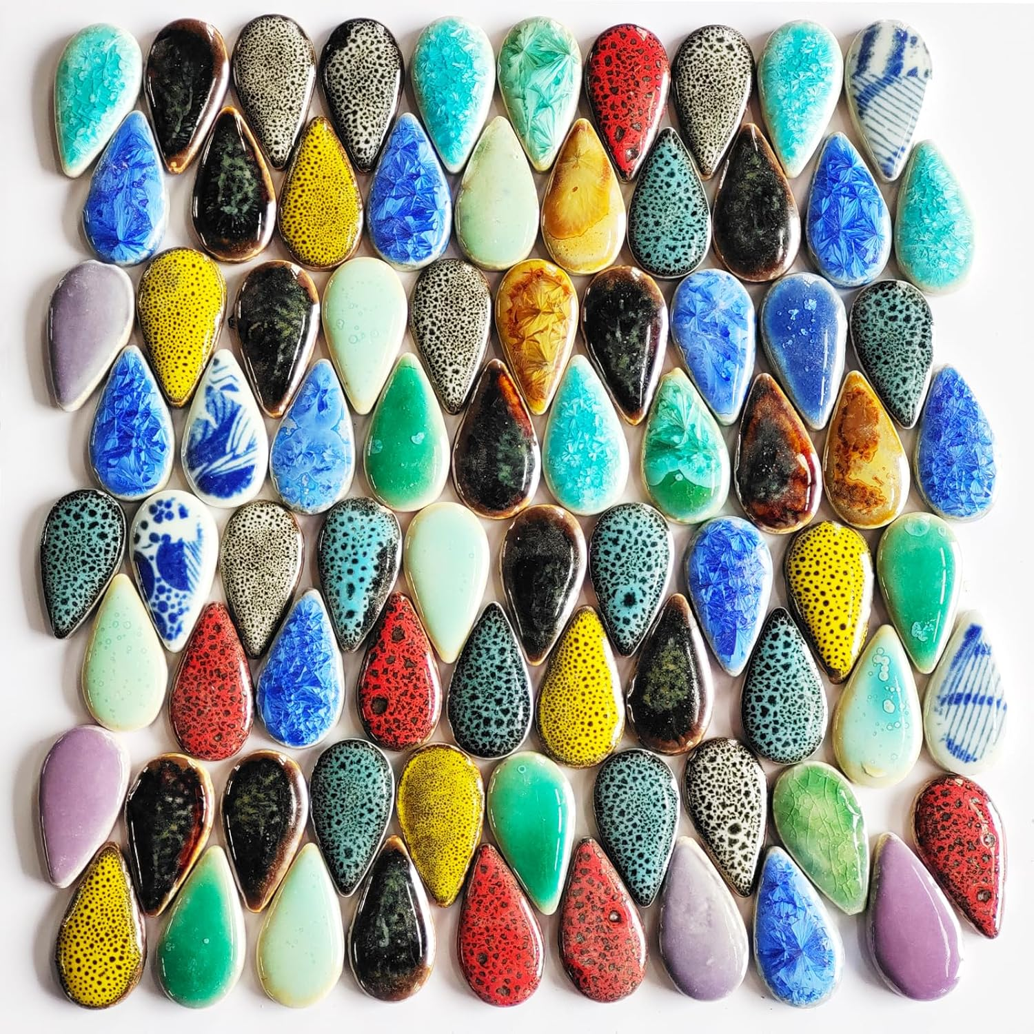 200G Ceramics Mosaic Tiles Random Color Raindrops Shape Mosaic Ceramics Pieces for DIY Crafts Home Decoration(18X28Mm)