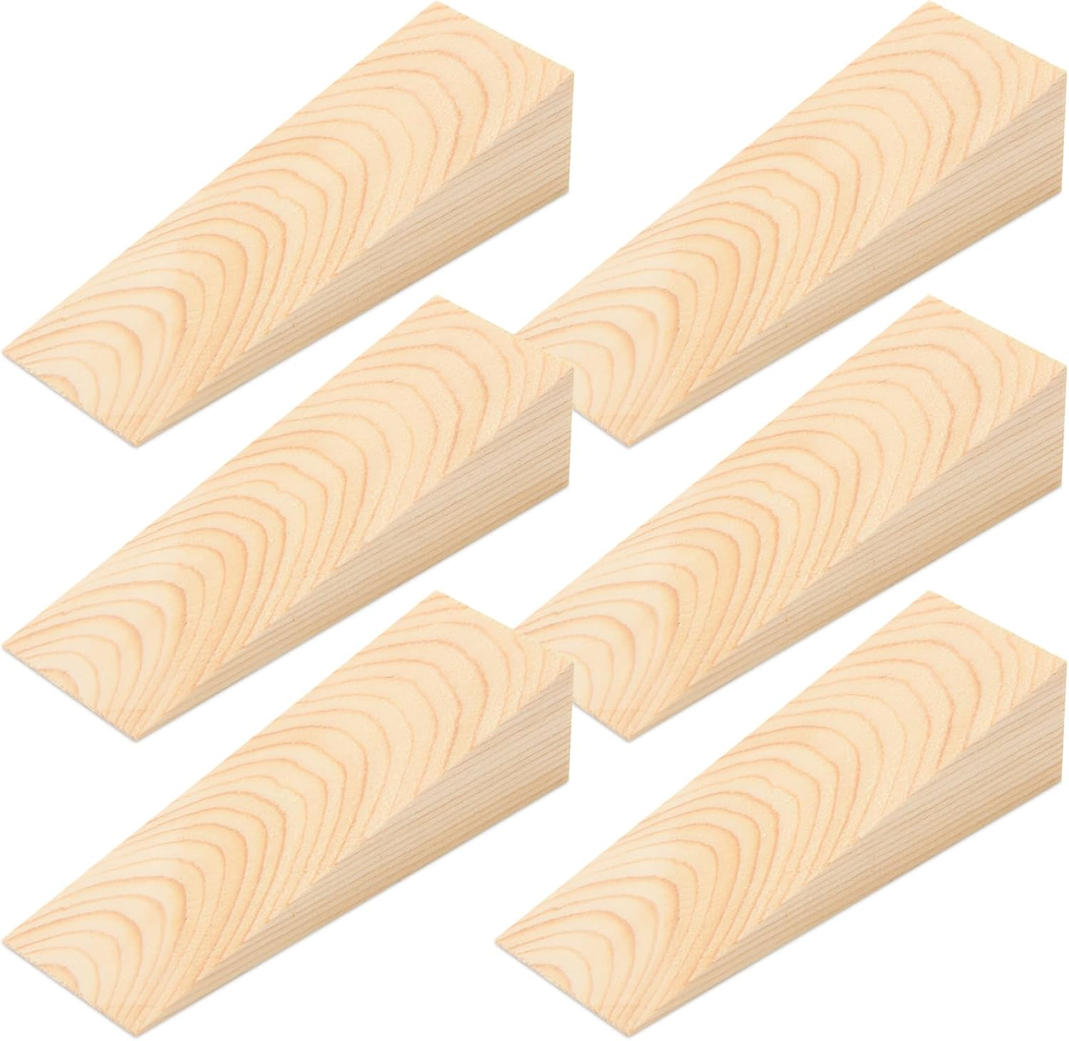Large Wooden Door Stop Stopper Wedge, 6 Pack Soild Wood Non-Slip Doorstop Wedge with Sturdy and Durable, Security Door Stopper Fit for Bottom of Door on Tile, Concrete, Carpet, Wooden Floor (6 Pack)