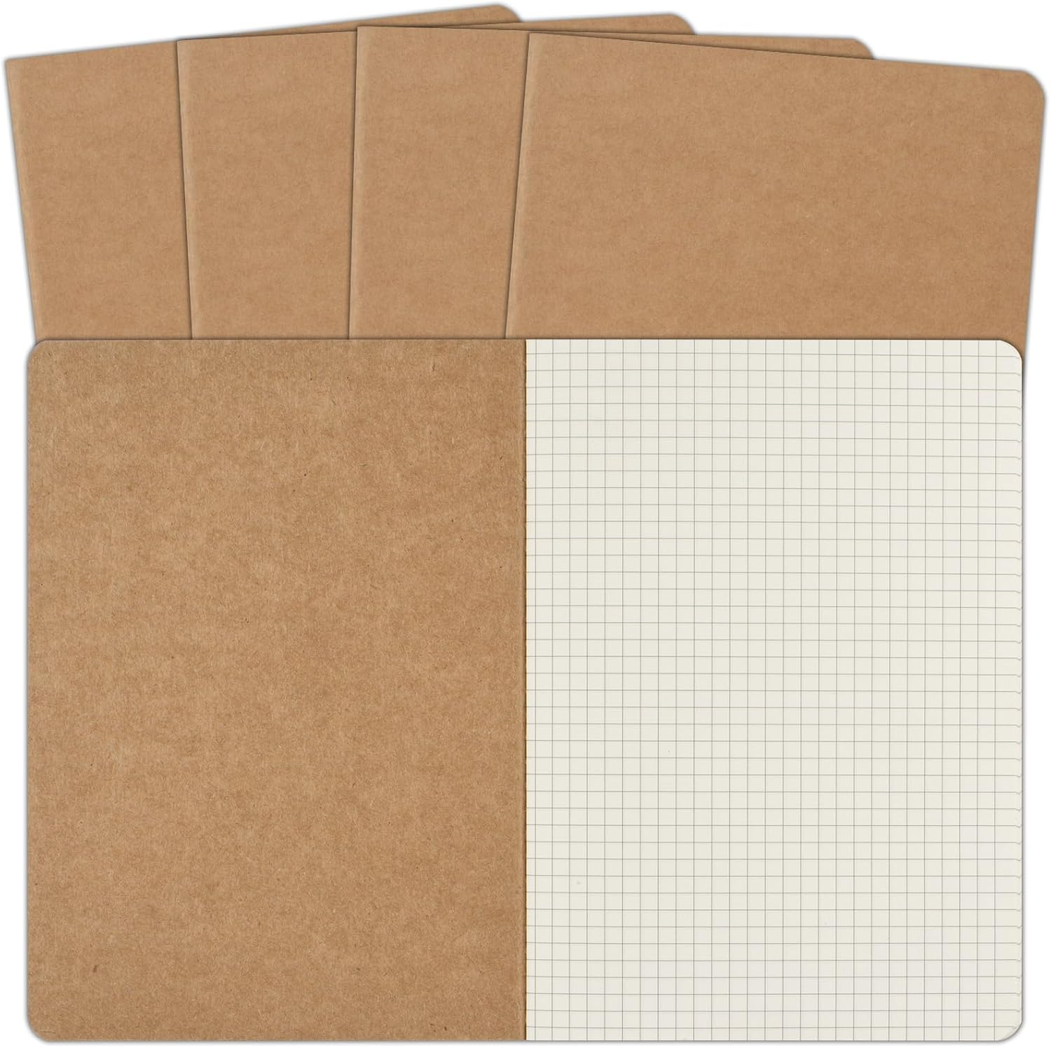 5 Pack A5 Kraft Notebooks Bulk, 8.15X5.5 Inches Graph Paper Journaling Notebooks, Notebooks for Work, Composition Notebooks for School, Journal Notebooks for Office, 60 Pages