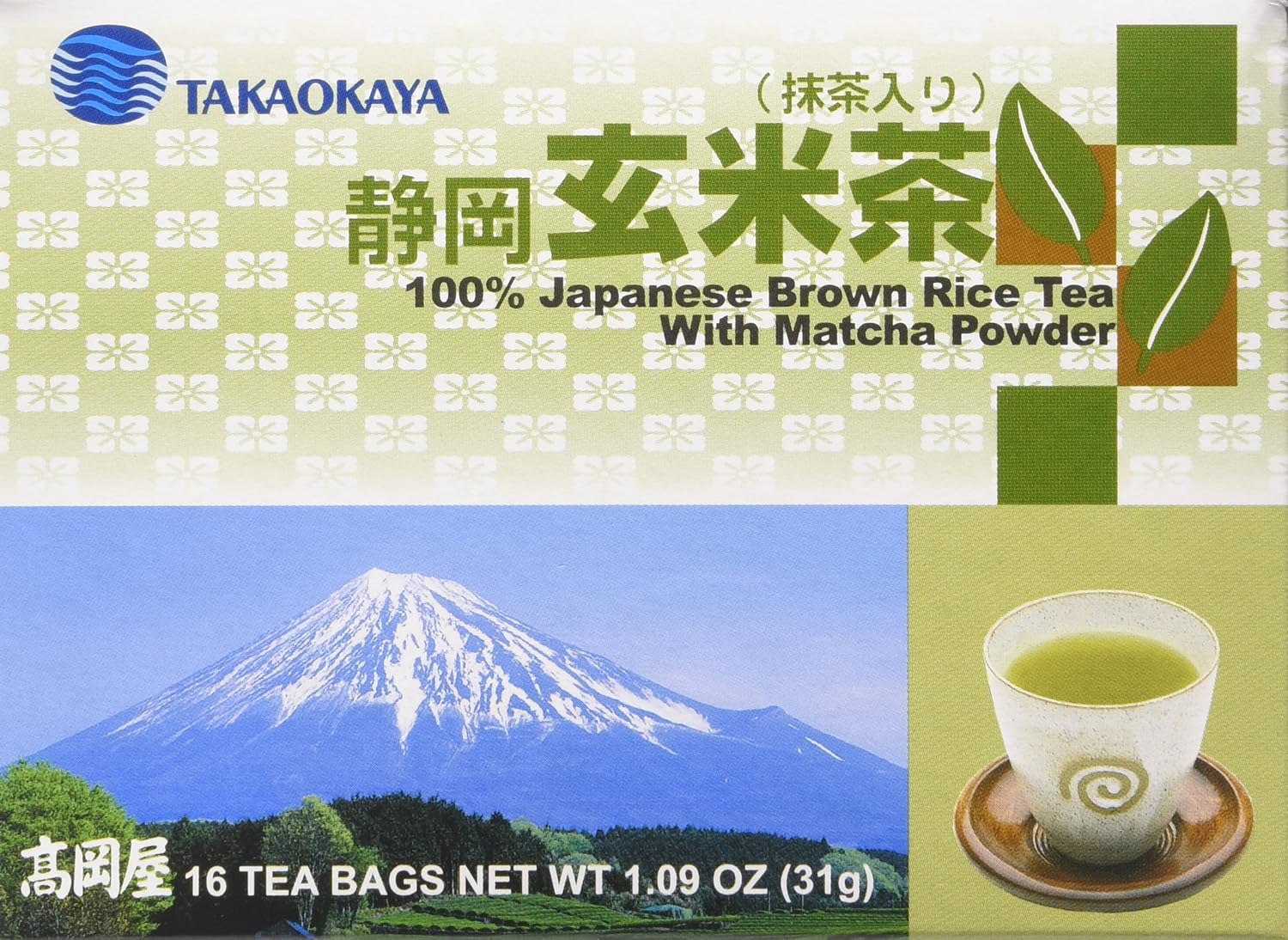 Genmai Cha, Japanese Brown Rice Tea with Matcha Powder, 16 Tea Bags