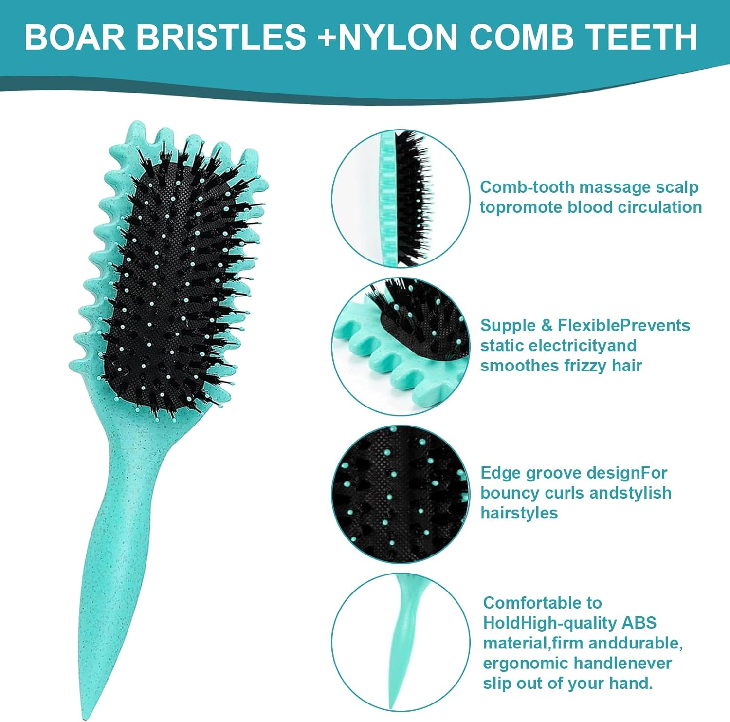 Curly Hair Brush for Defining and Detangling - Bounce Curl Boar Bristle Brush... - Picture 3 of 14