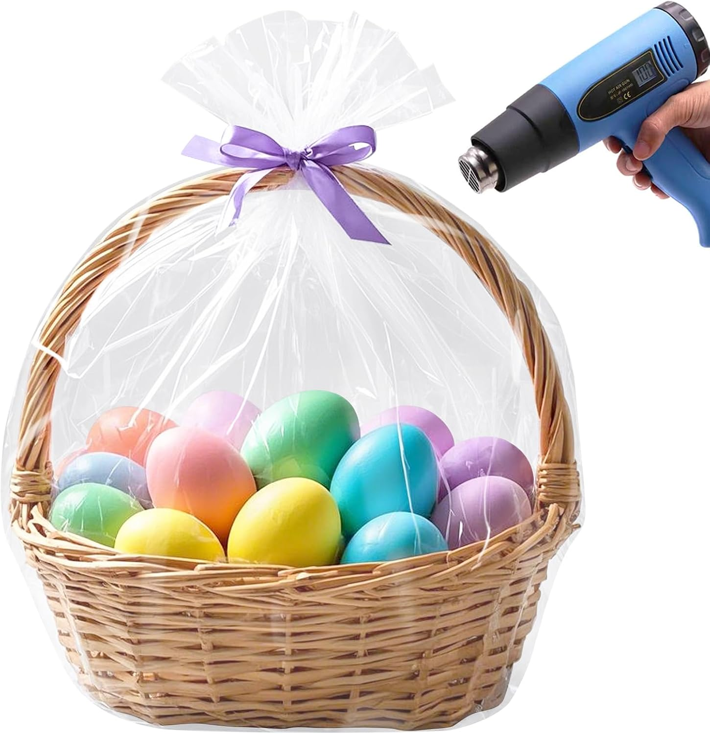 Shrink Wrap Bags for Gift Baskets, 24X30 Inches Clear PVC Heat Gift Basket Shrink Bags 10 Pack