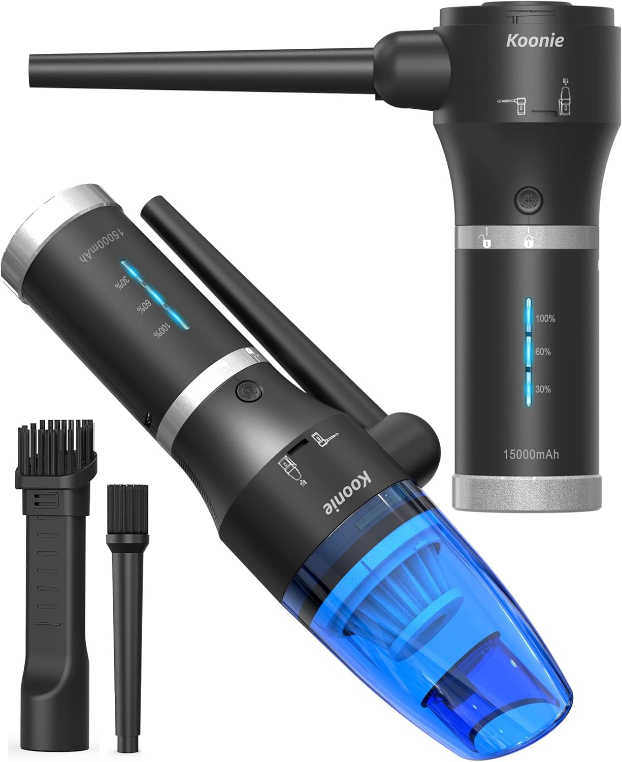 Compressed Air Duster,  15000Mah Cordless Air Duster & Vacuum 2 in 1 Powerful 77000RPM/11000PA 2 Speeds Electric Air Duster with Detachable Battery, for Computer/Keyboard, Car, Electronics
