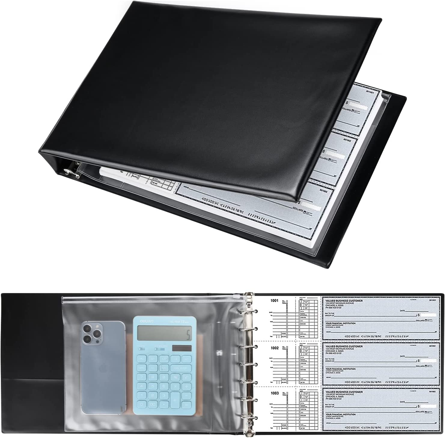 7 Ring Business Check Book Binder, 600 Checks Capacity for 9