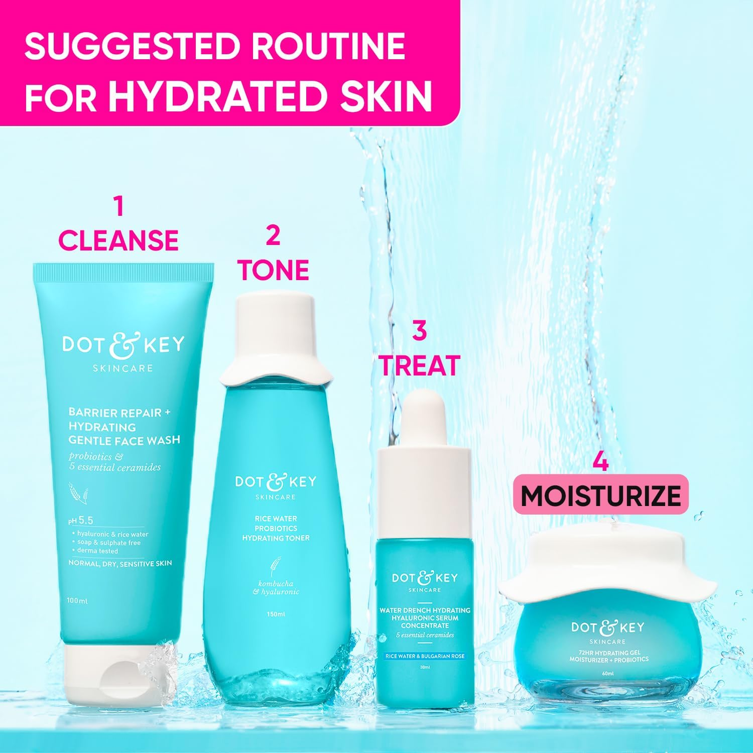 Dot & Key 72 HR HYDRATING GEL + PROBIOTICS 60 ml, with Hyaluronic Acid, Kombu... - Picture 7 of 13