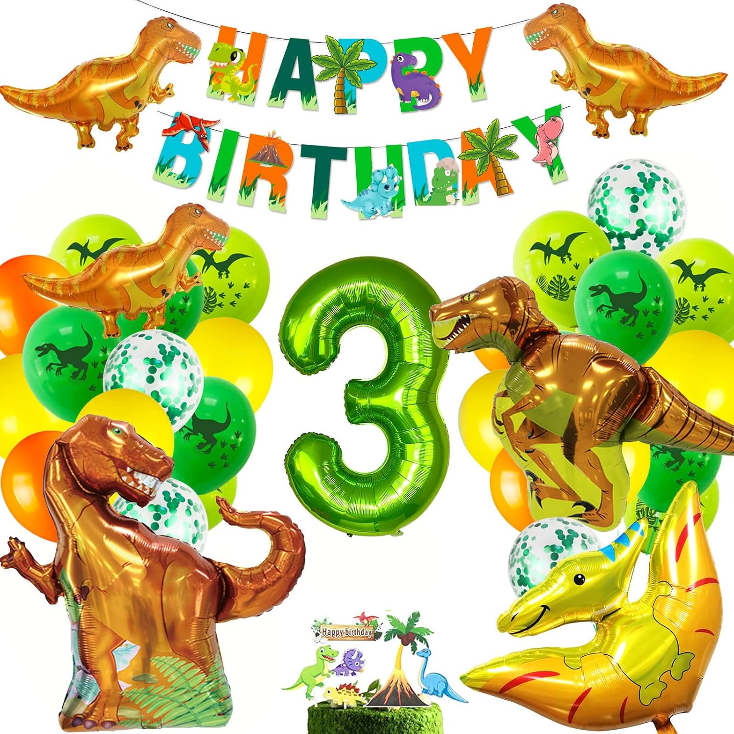 Dinosaur Birthday Party Supplies Dinosaur Party Decorations Dinosaur 3 Year O...