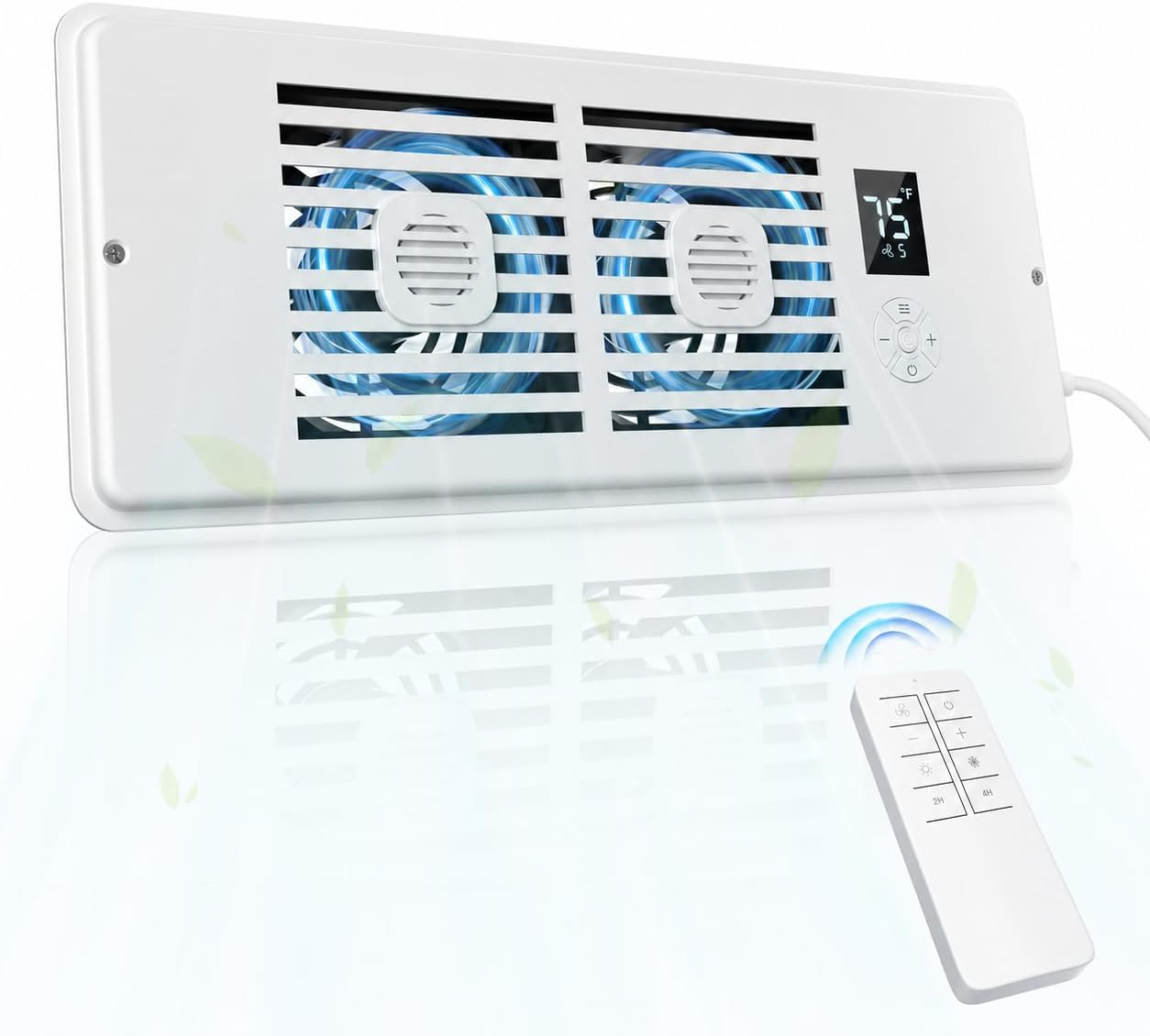 AC Vent Booster Fan 4" X 12" Register, Quiet 10-Speed Register Booster Fan with Thermostat Control, Remote & LCD Display, Aroma Pad Slot, Fixes Hot & Cold Spots in Rooms