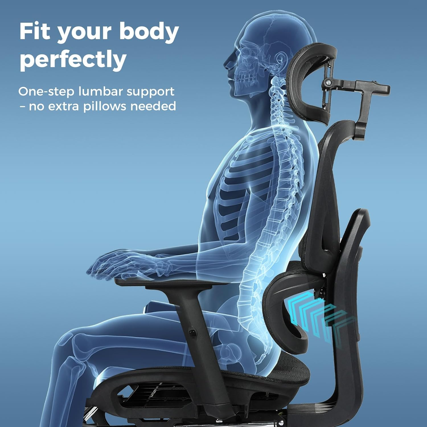 LEVEDE Ergonomic Office Chair with Foot Rest, Mesh Office Chair 4D Adjustable... - Picture 10 of 14