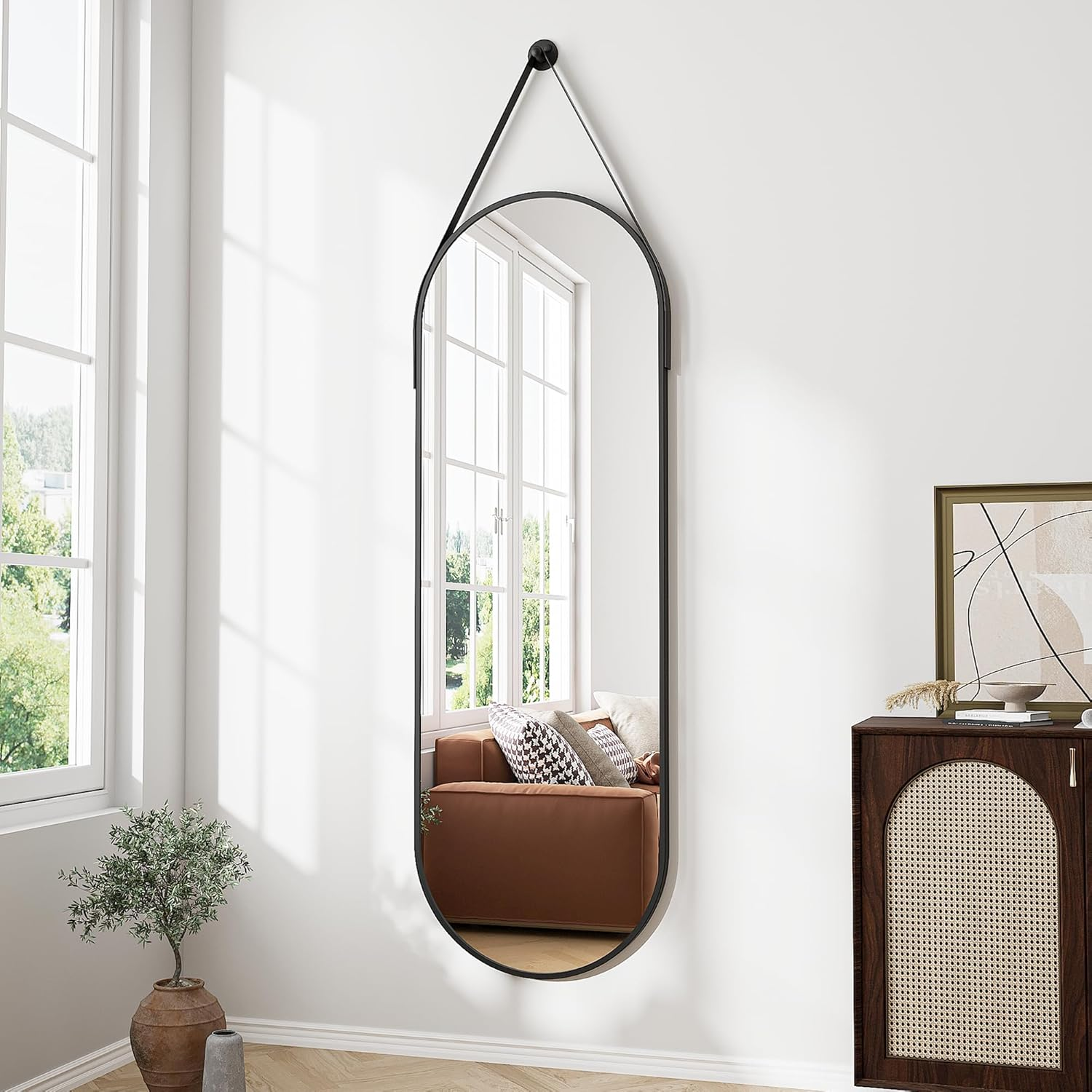 Full Length Mirror, Oval Wall Mounted Mirror, 48