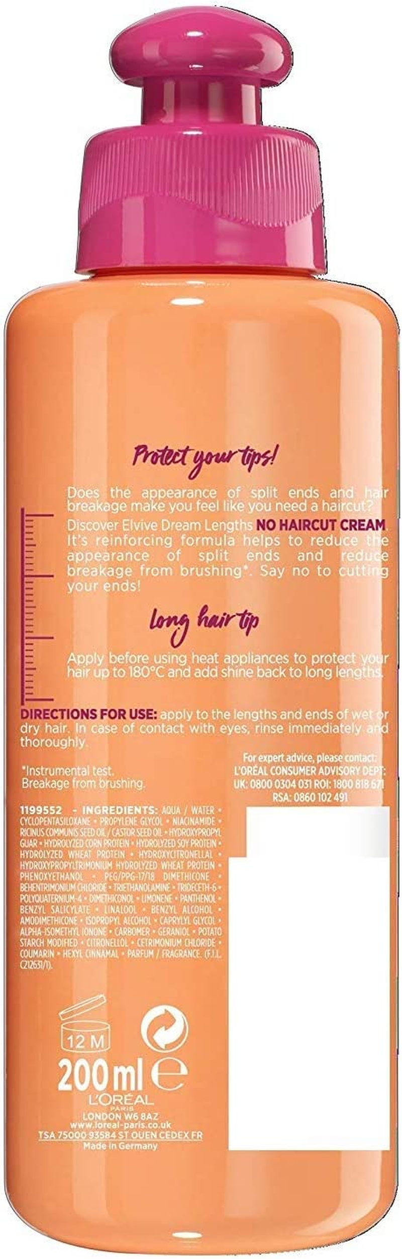 L’Oréal Paris Elvive Dream Lengths No Hair Cut Cream Leave-In Treatment 200ml... - Picture 3 of 13