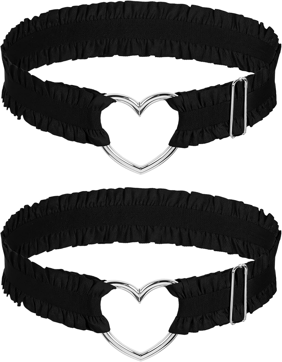 2 Pcs Adjustable Heart Lace Thigh Garters Black Elastic Garter Belts for Women