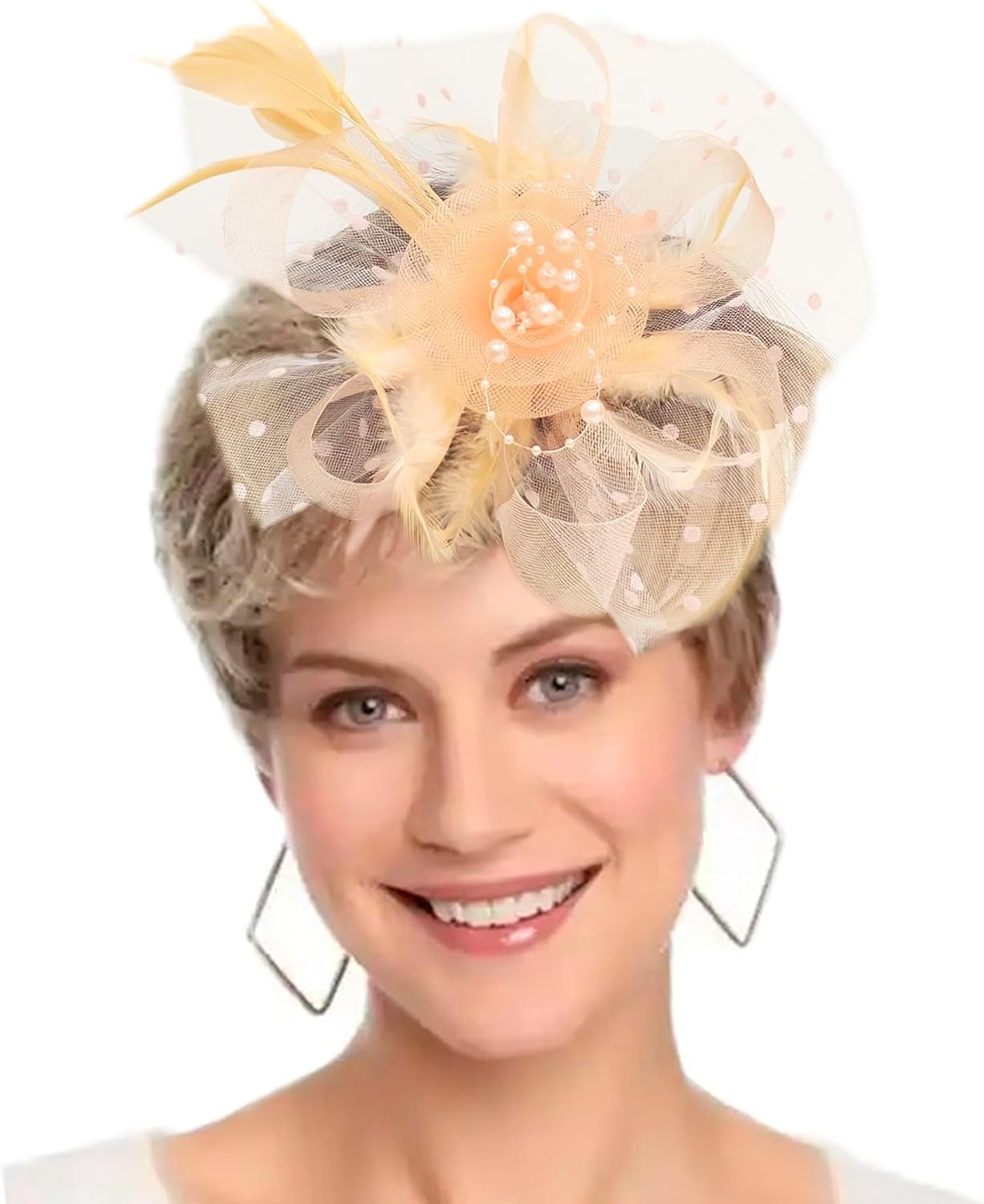 Fascinators Hat Women Tea Party Headband Flower Cocktail Mesh Feathers Hair Clip Kentucky Derby Hat Wedding