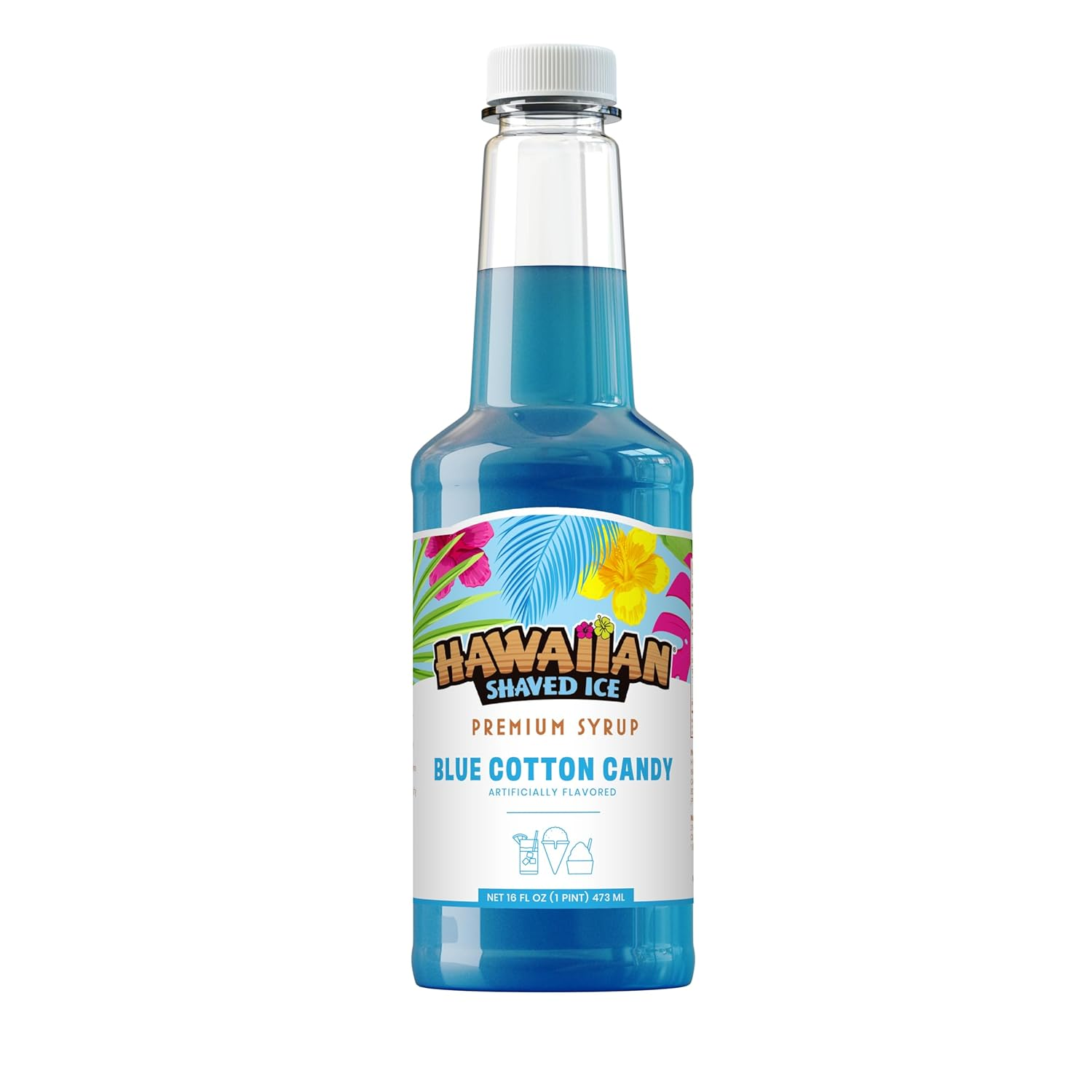 Blue Cotton Candy Syrup, 16 oz, Nut Soy Dairy-Free