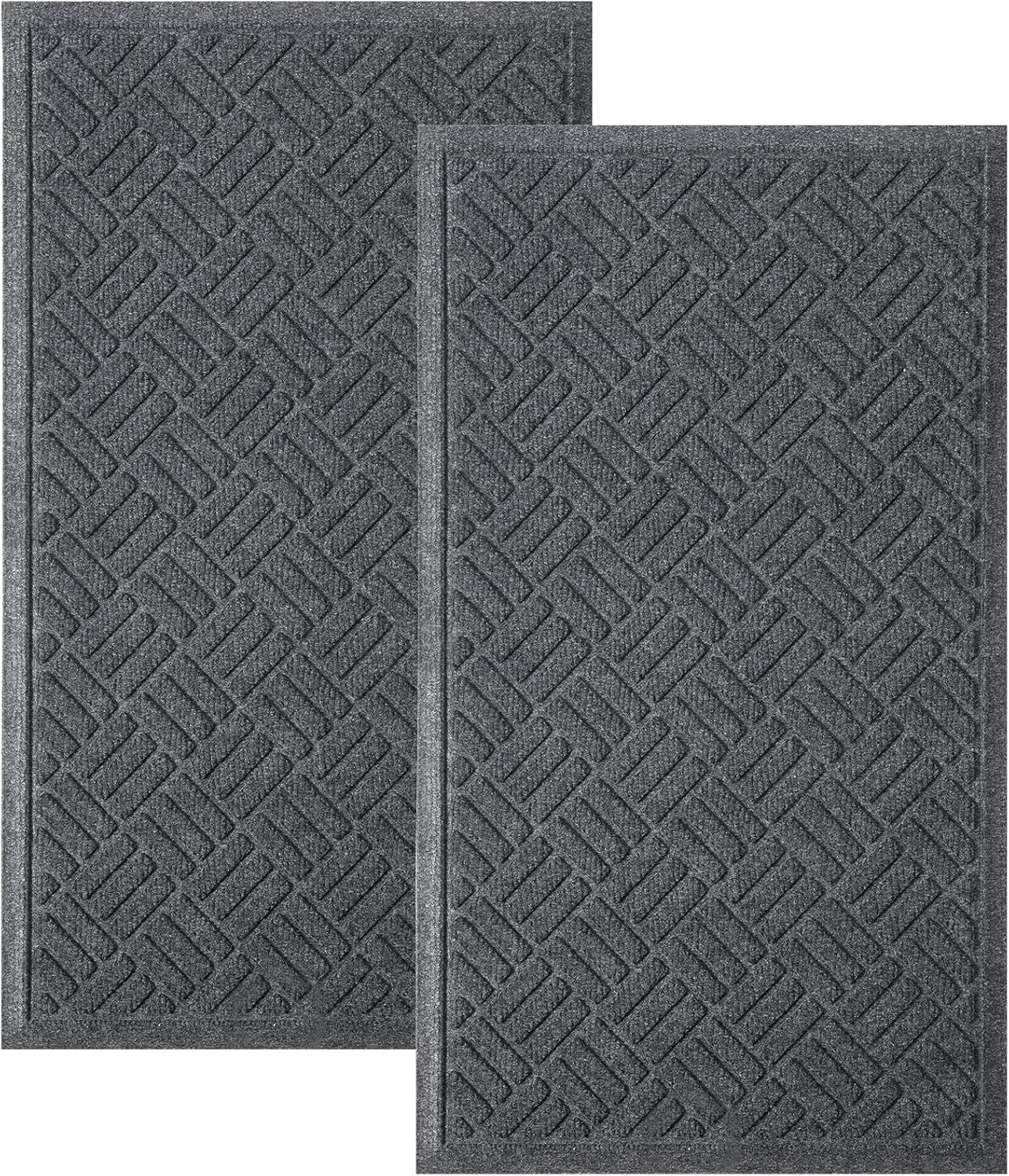 Front Door Mat 2 Pack Indoor and Outdoor Welcome Mat, Absorbent and Drain Away Water Heavy Duty Entryway Doormat for Front Back Doors, Laundry Rooms, Mudrooms and More, 29.5X17.5In