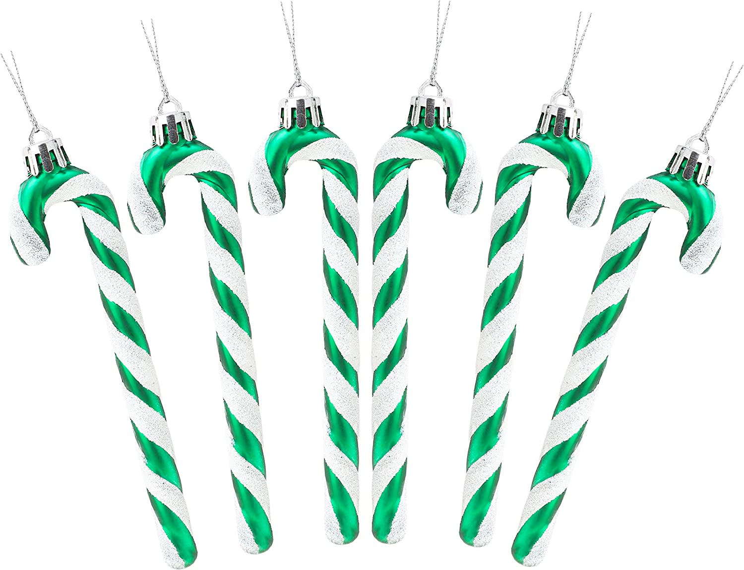 Christmas Concepts® Pack of 6-13Cm Glitter Candy Cane Christmas Tree Decorations/Ornaments (Emerald Green)