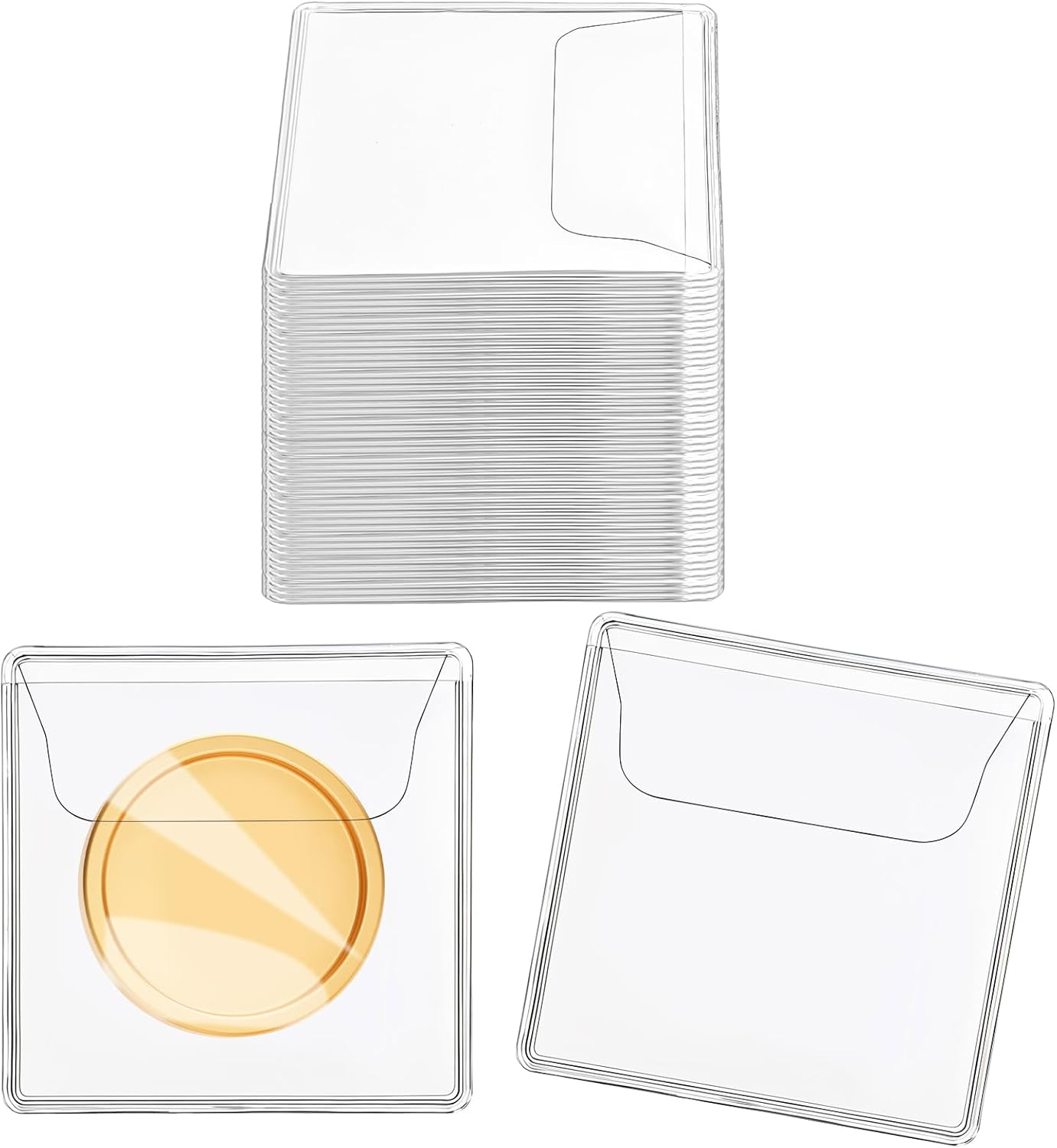 200Pcs Single Pocket Coin Flips Coin Sleeves Holders Clear PVC Coin Protectors 