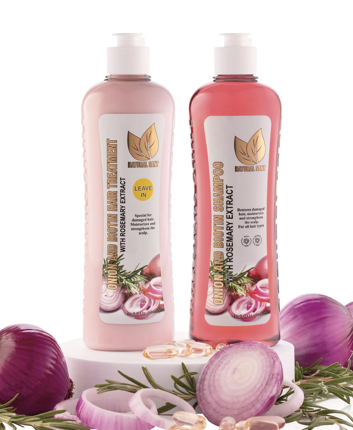 - Onion Biotin and Rosemary Shampoo & Treatment Set for Stronger, Thicker and Longer Hair - Soft and Shine, Hair Loss and Thinning, Growth Shampoo, Paraben Free, Silicone Free