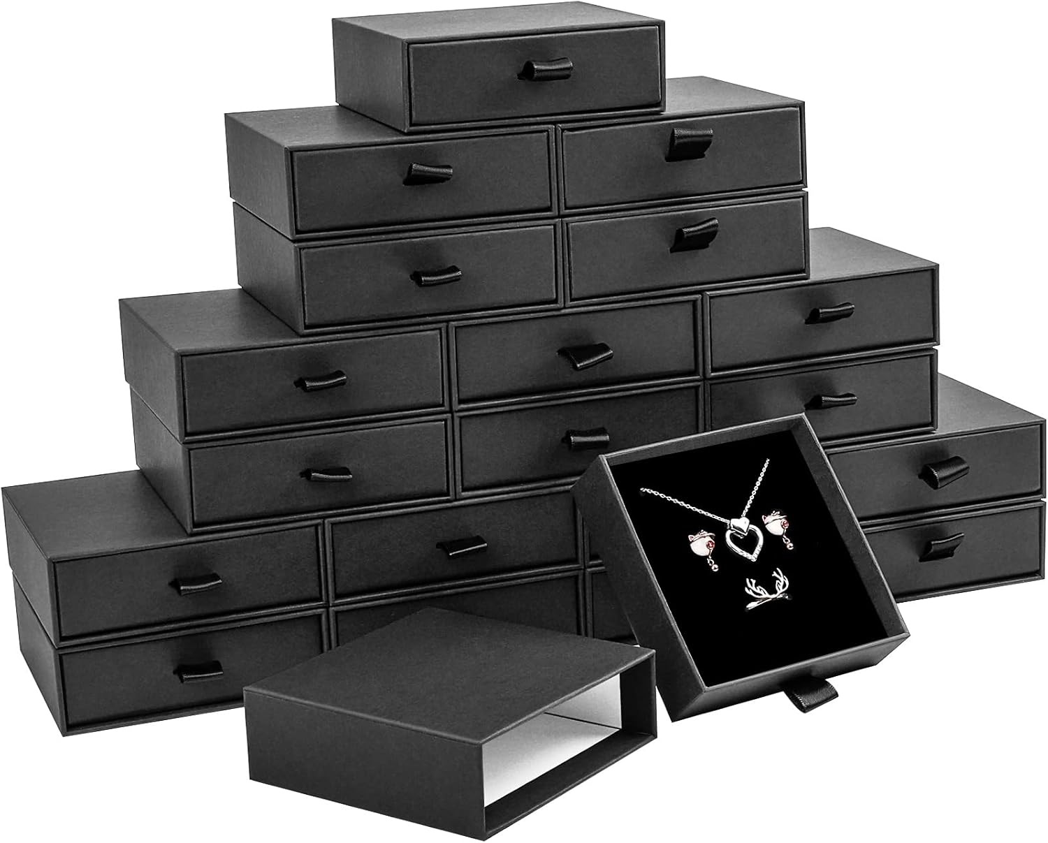 Jewelry Gift Boxes, 20 Pack 3.5×3.5X1Inch Cardboard Jewelry Boxes, Bulk Small Jewelry Boxes with Lids for Necklace Ring Earring Display Box (Black)