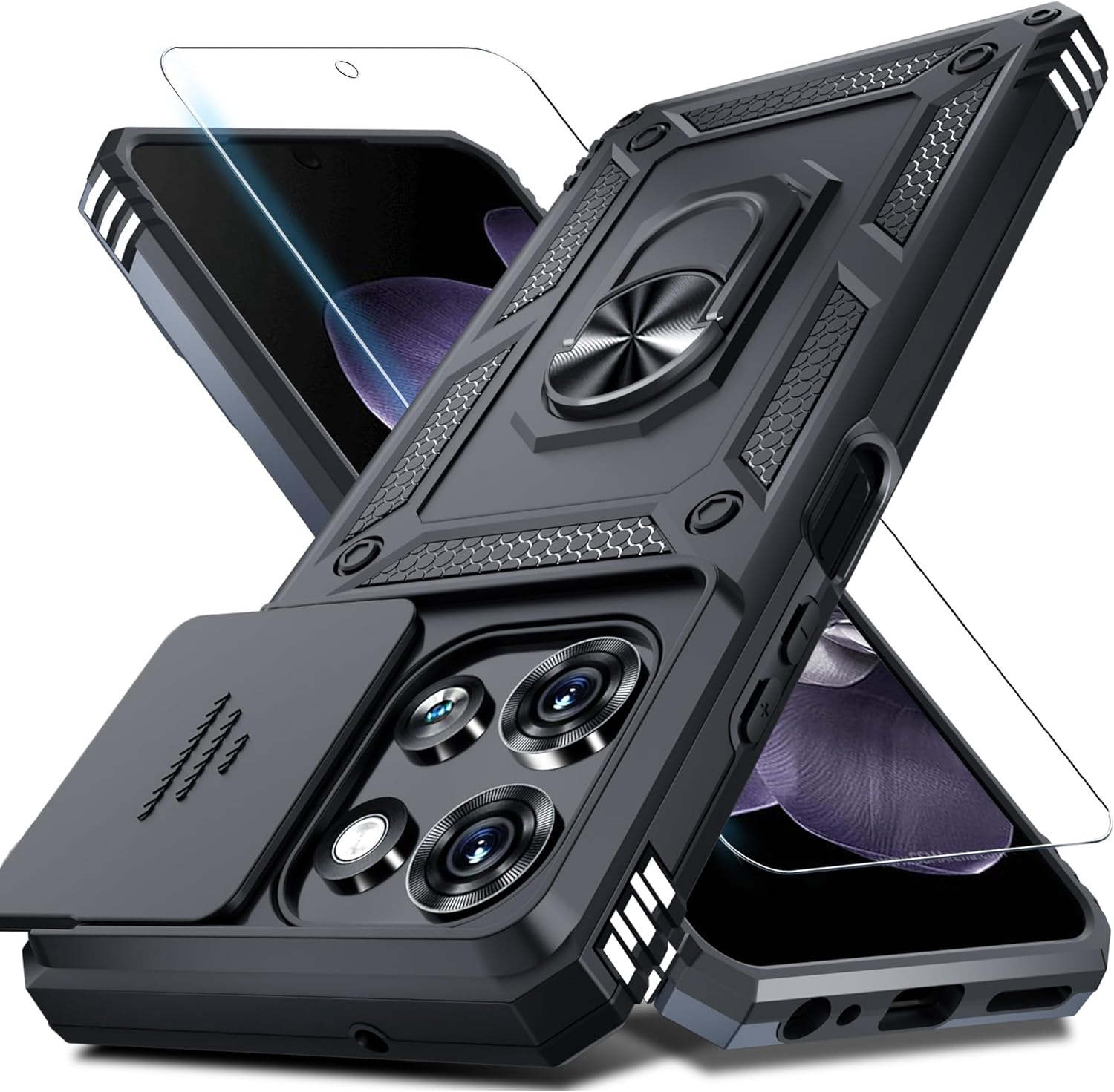 Moto G 2026/2025 Case with Slide Camera Lens Cover, Screen Protector, Kickstand