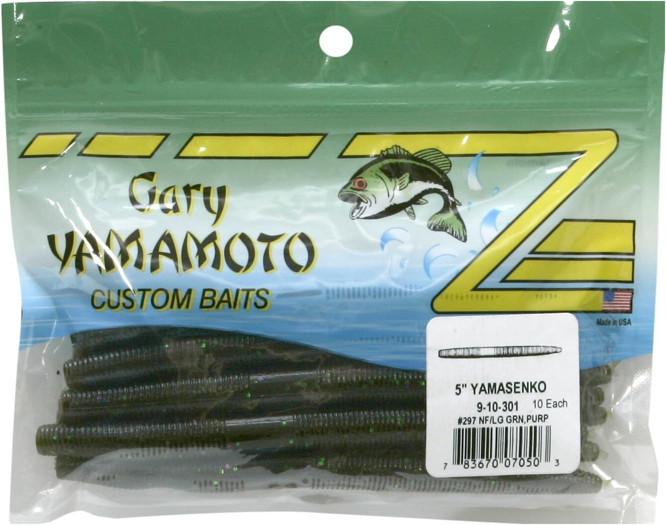 Yamamoto 9-10-301 Senko, 5-Inch, 10-Pack, Green Pum-Packin W/Lg