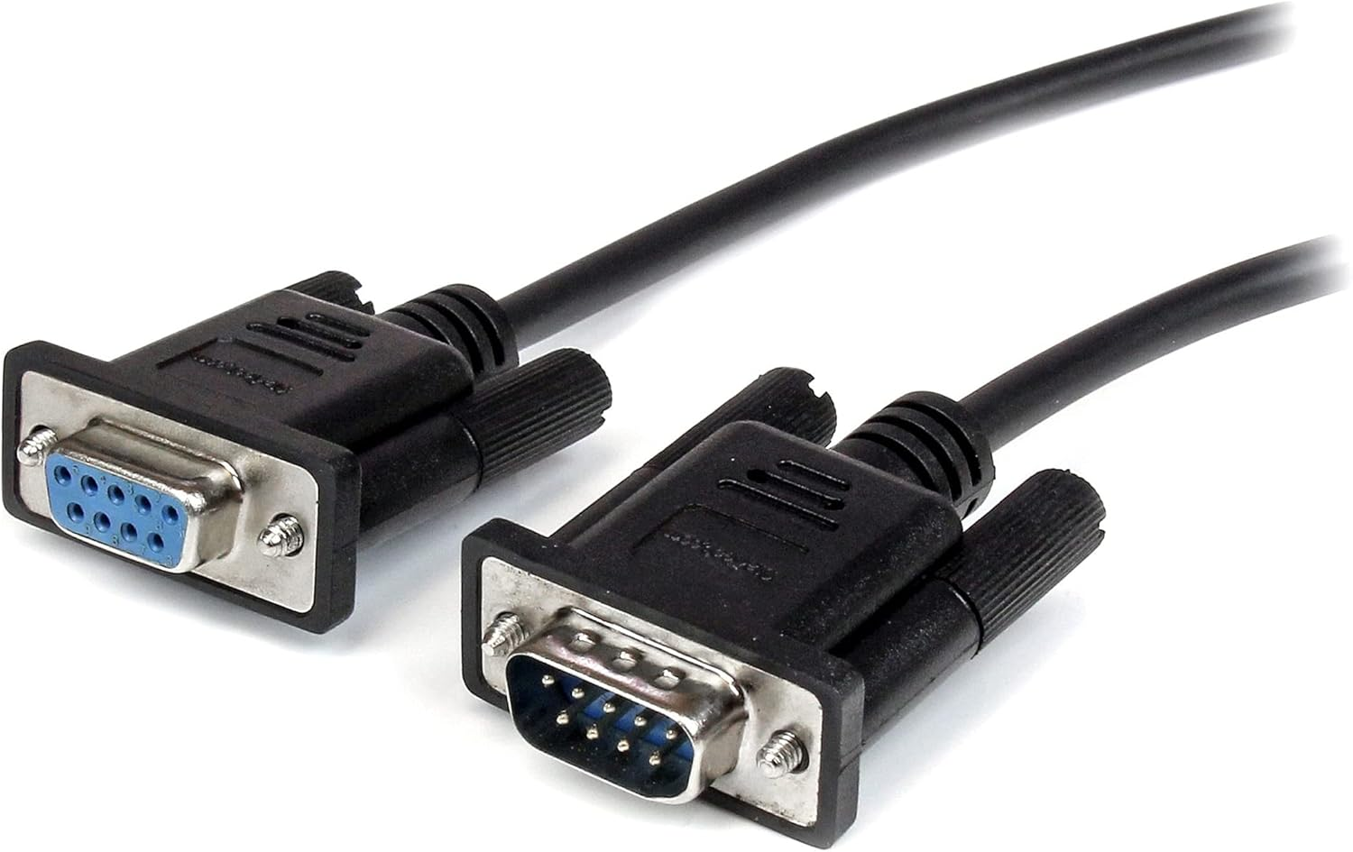 .Com 2M Black Straight through DB9 RS232 Serial Cable - DB9 RS232 Serial Extension Cable - Male to Female Cable