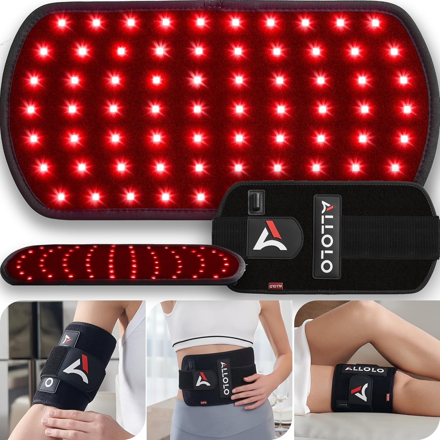 ALLOLO Red Light Therapy for Body, 3-In-1 LED Bead with Timer Remote Control, 12.6
