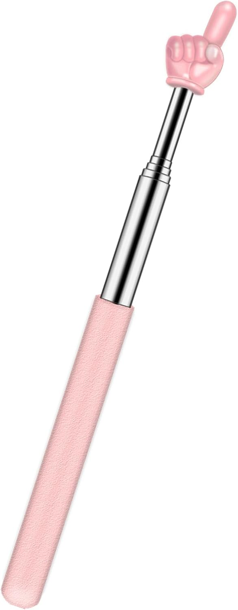 Retractable Teacher Pointer for Classroom Kids Reading,  Extendable Finger Pointer Stick for School, Collapsible Finger Pointing Stick, Long Telescoping Hand Pointer, Pink