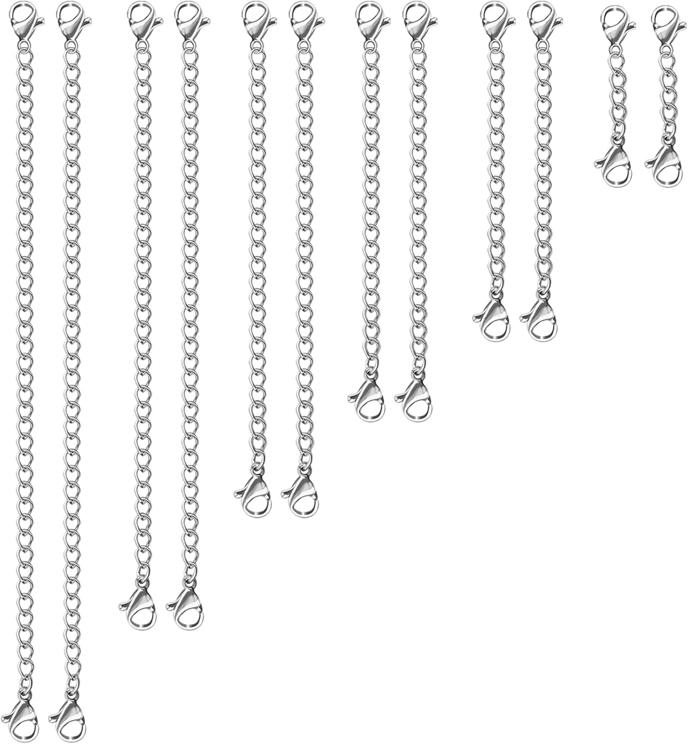 12 PCS Necklace Extenders - Stainless Steel Necklace Extension Chain for Jewelry, Bracelets & Anklets (1
