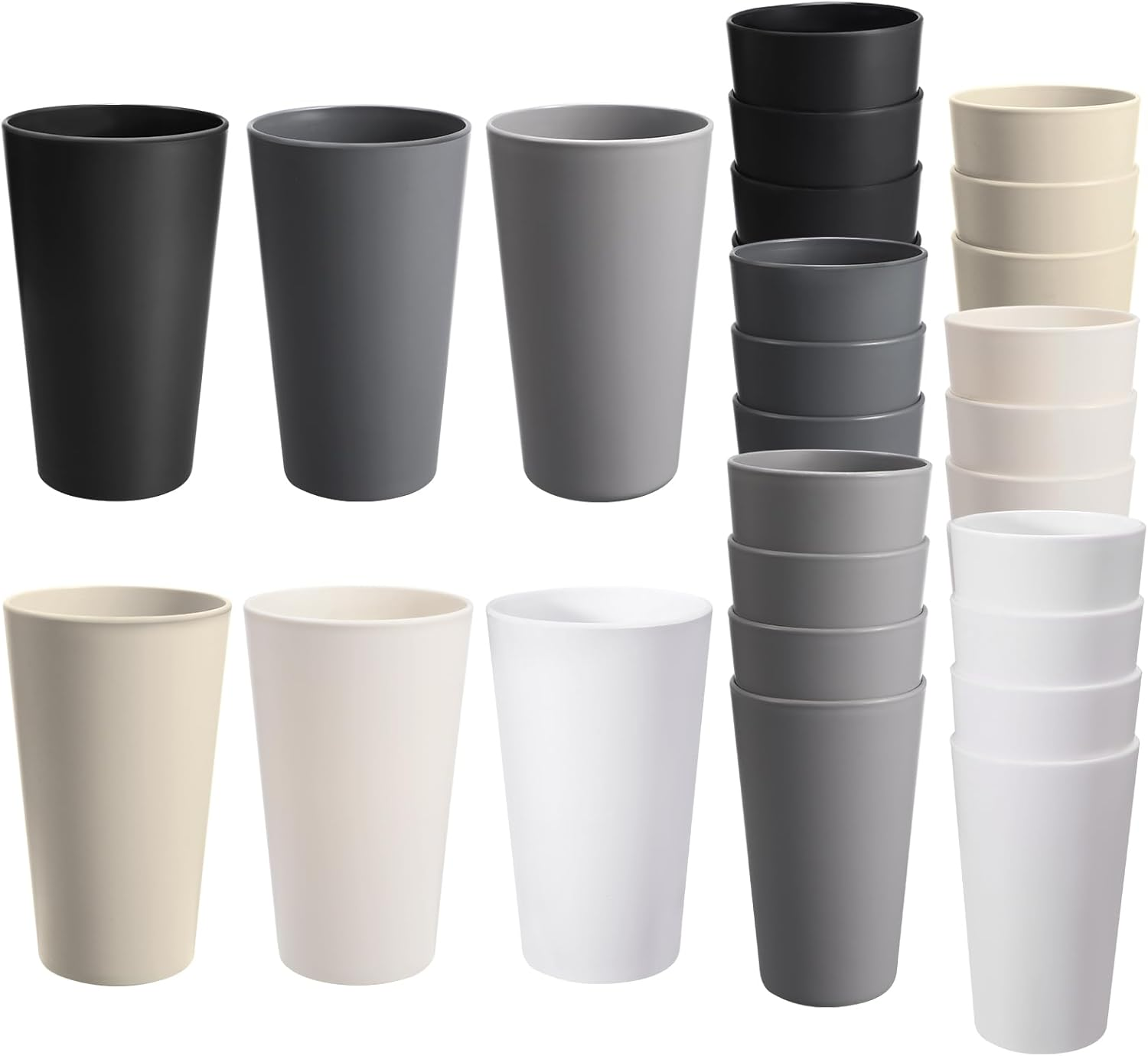 24 Pcs Unbreakable Plastic Cups Set, 20 Oz Reusable Plastic Cups, Stackable Drinking Cup for Kitchen, Outdoor, Bpa-Free, Dishwasher Refrigerator and Microwave Safe (20 Oz, 6 Colors)